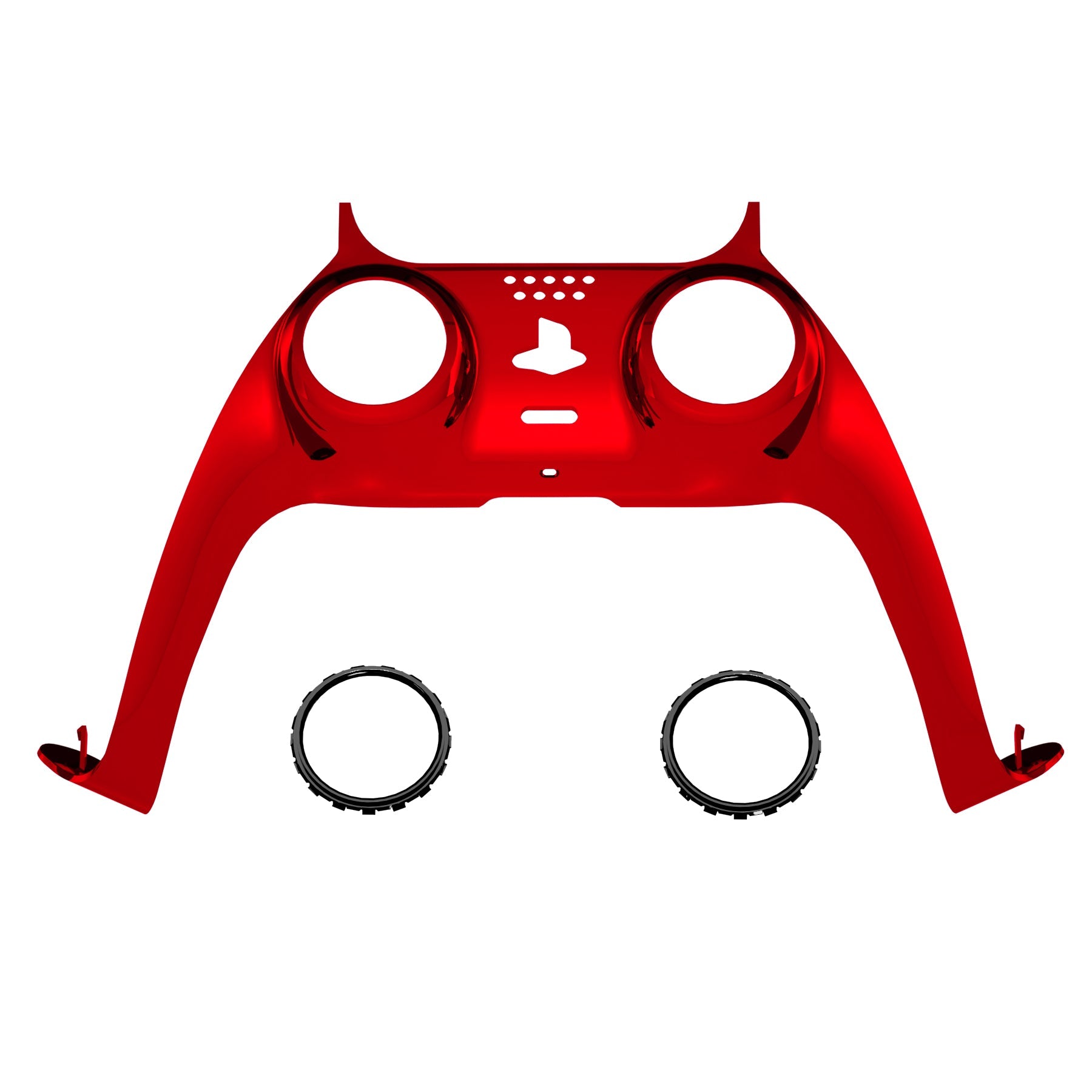 eXtremeRate Replacement Decorative Trim Shell with Accent Rings Compatible with PS5 Controller BDM-010/020/030/040/050 - Chrome Red Glossy eXtremeRate