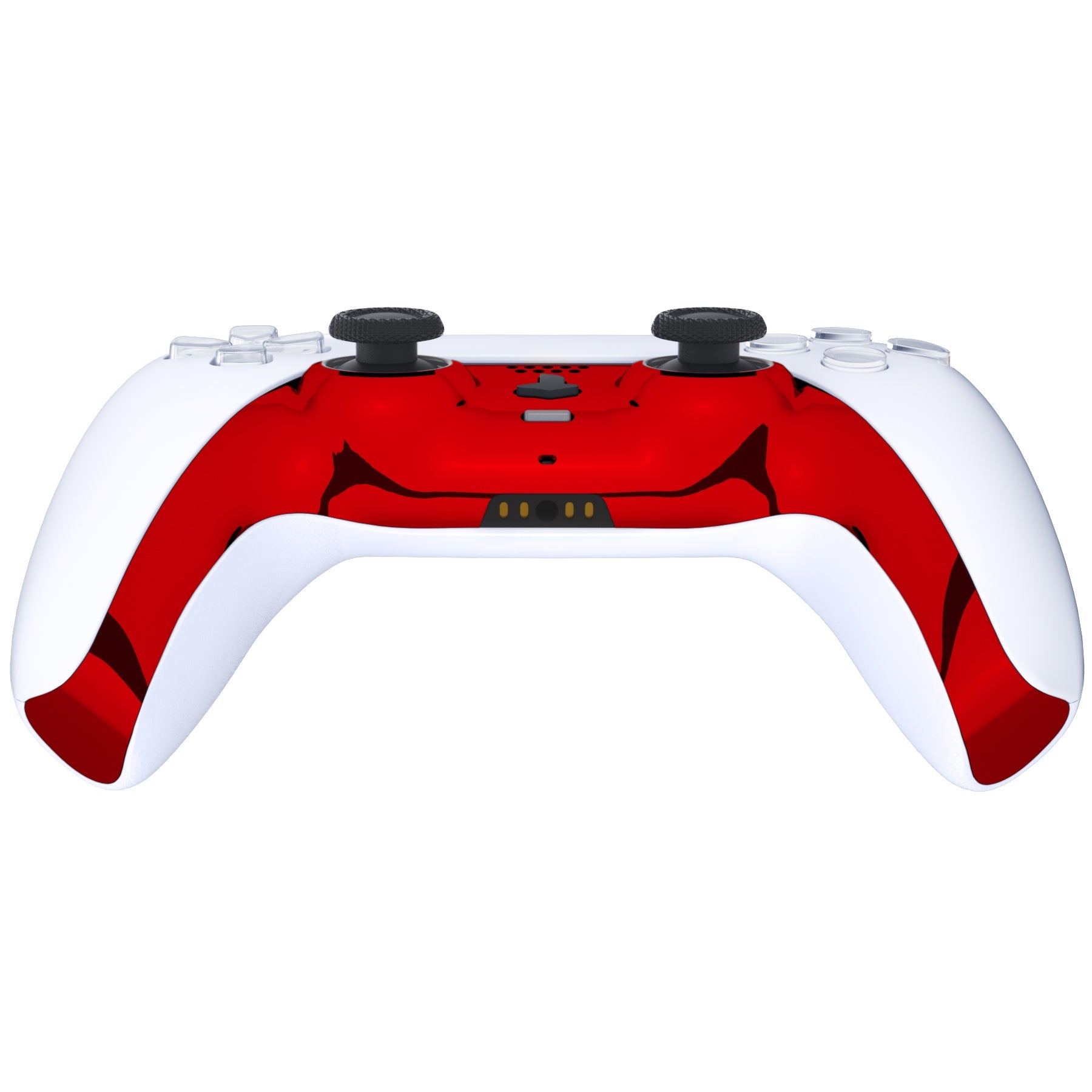 eXtremeRate Replacement Decorative Trim Shell with Accent Rings Compatible with PS5 Controller BDM-010/020/030/040/050 - Chrome Red Glossy eXtremeRate