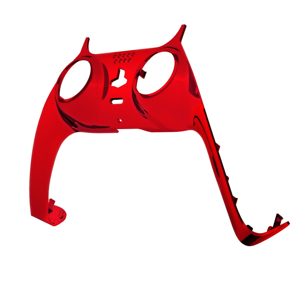 eXtremeRate Replacement Decorative Trim Shell with Accent Rings Compatible with PS5 Controller BDM-010/020/030/040/050 - Chrome Red Glossy eXtremeRate