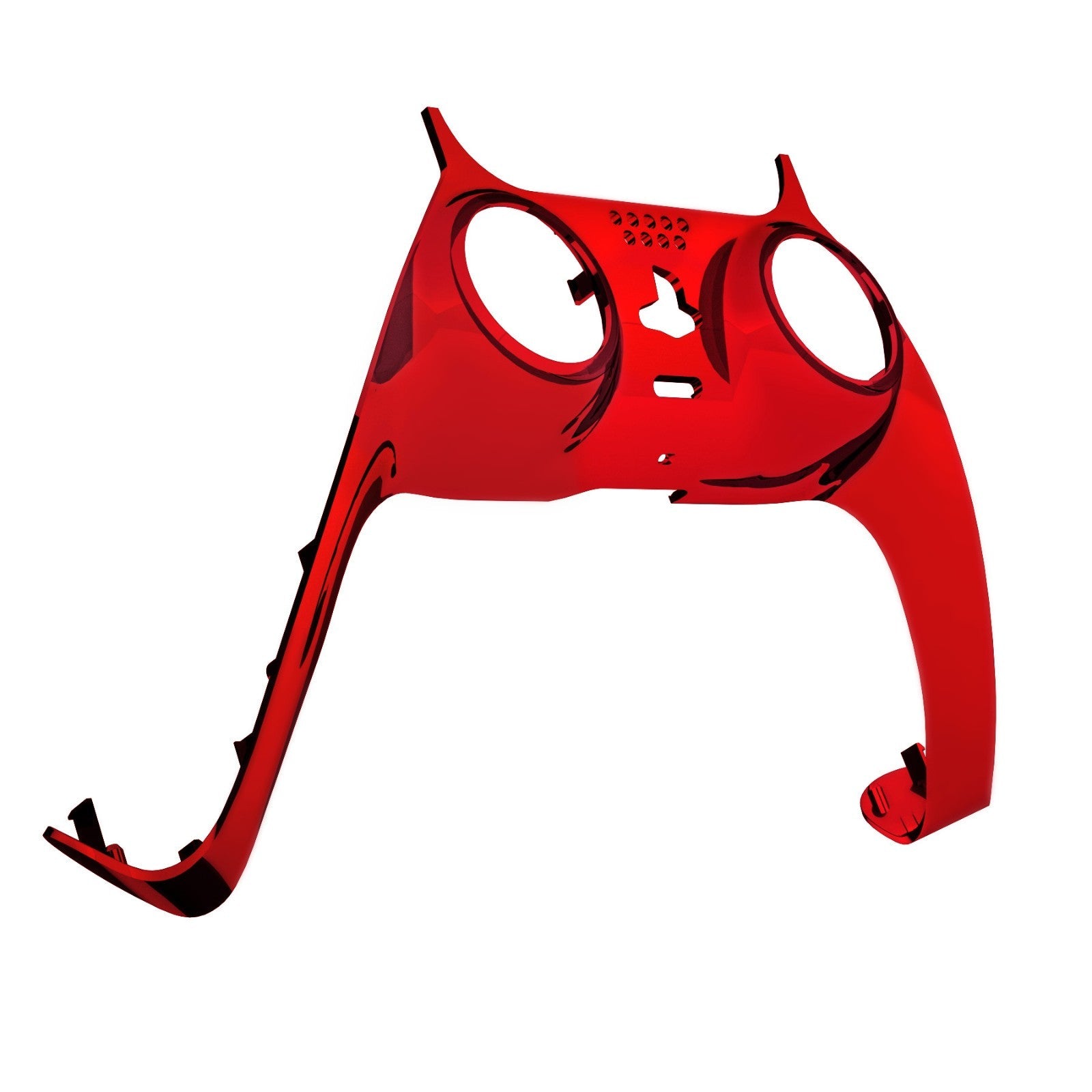 eXtremeRate Replacement Decorative Trim Shell with Accent Rings Compatible with PS5 Controller BDM-010/020/030/040/050 - Chrome Red Glossy eXtremeRate