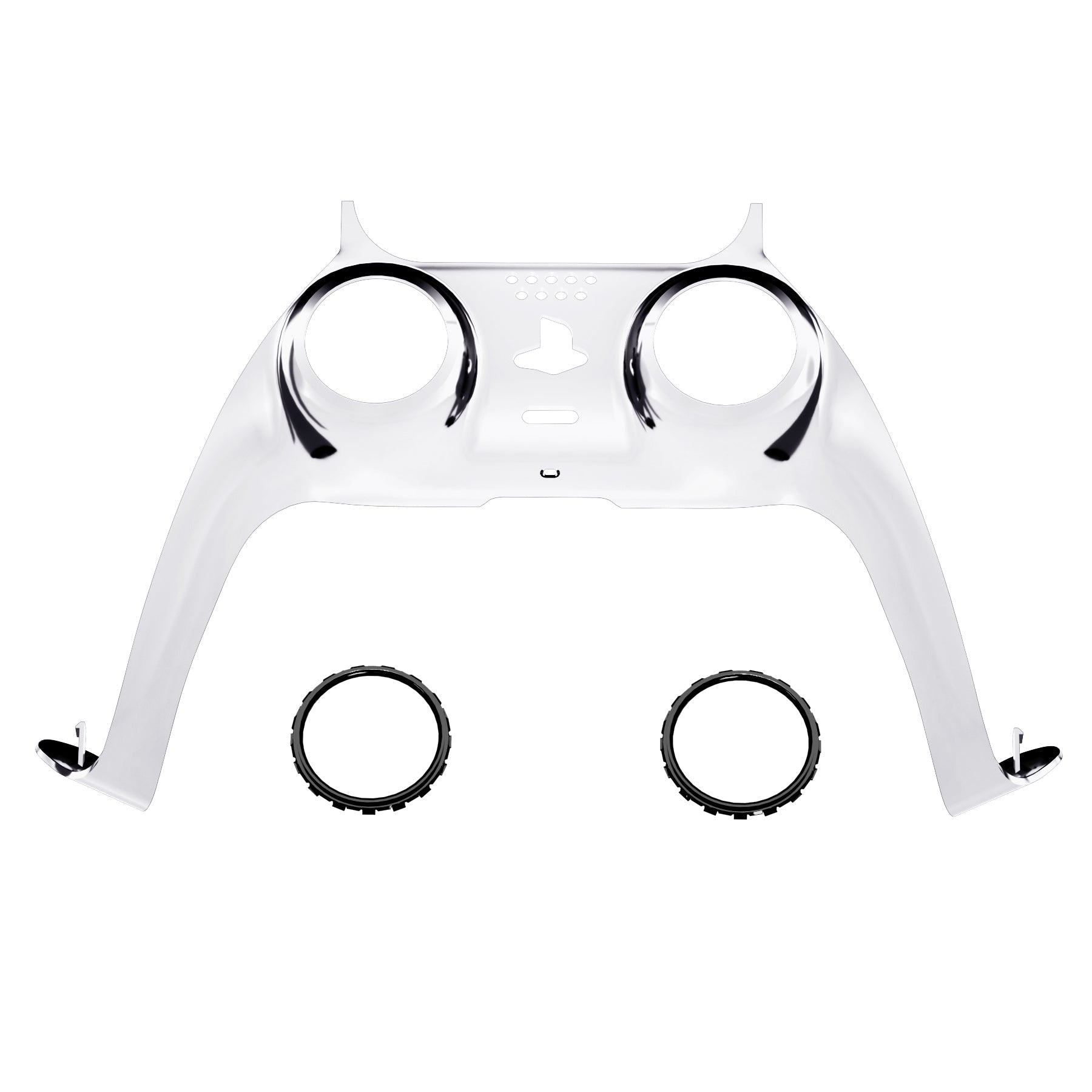 eXtremeRate Replacement Decorative Trim Shell with Accent Rings Compatible with PS5 Controller BDM-010/020/030/040/050 - Chrome Silver Glossy eXtremeRate