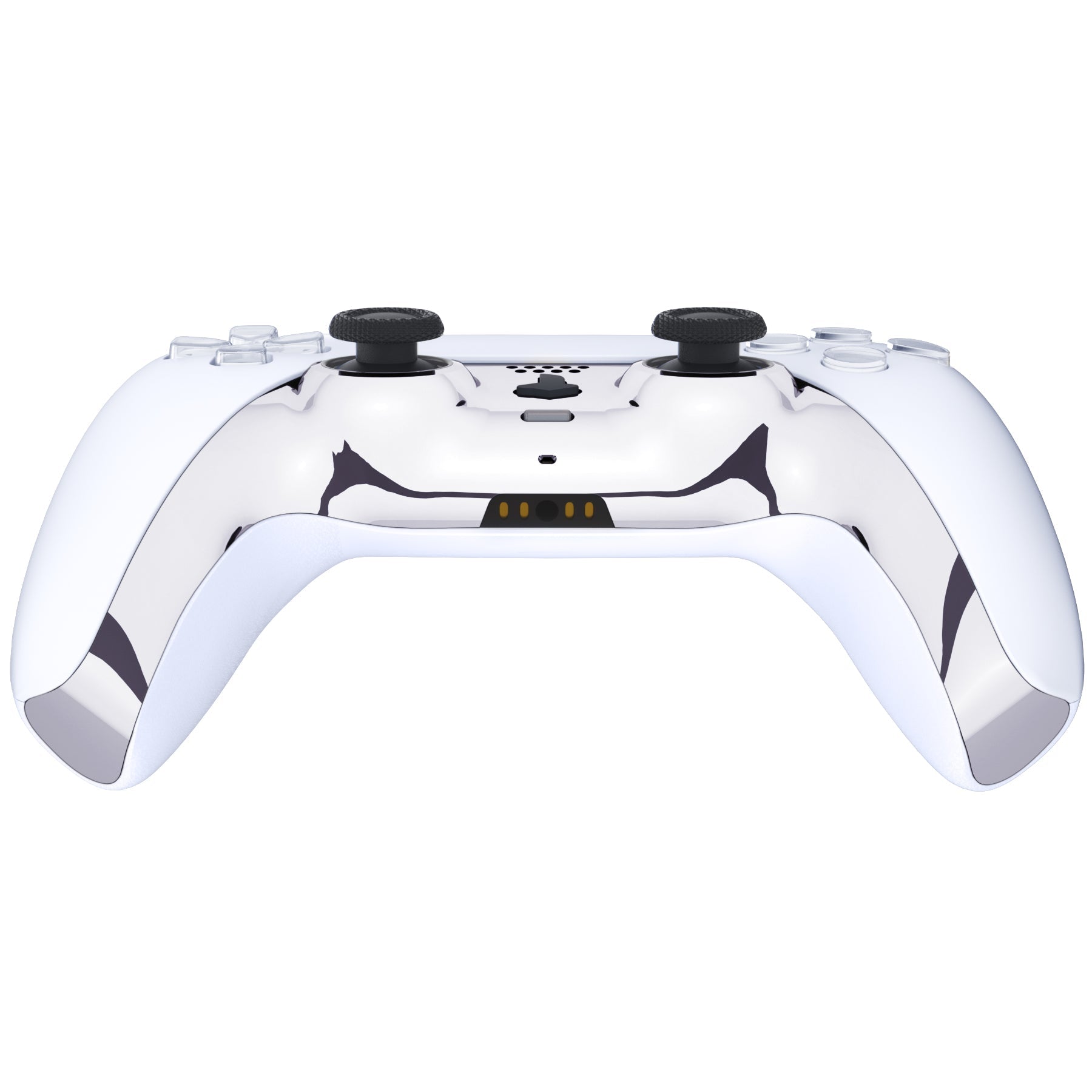 eXtremeRate Replacement Decorative Trim Shell with Accent Rings Compatible with PS5 Controller BDM-010/020/030/040/050 - Chrome Silver Glossy eXtremeRate