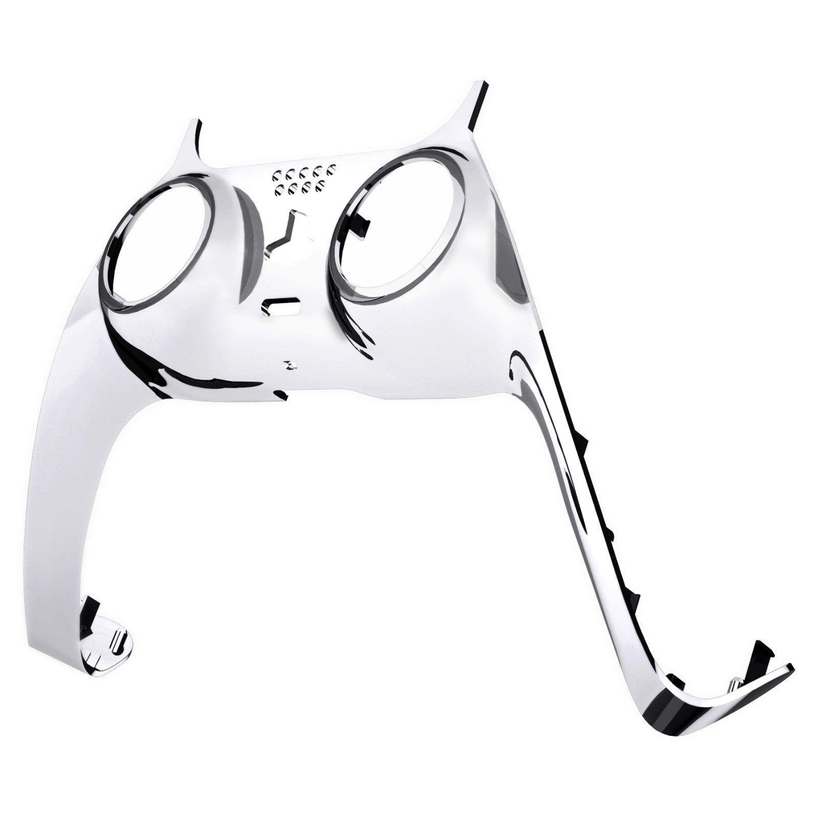 eXtremeRate Replacement Decorative Trim Shell with Accent Rings Compatible with PS5 Controller BDM-010/020/030/040/050 - Chrome Silver Glossy eXtremeRate