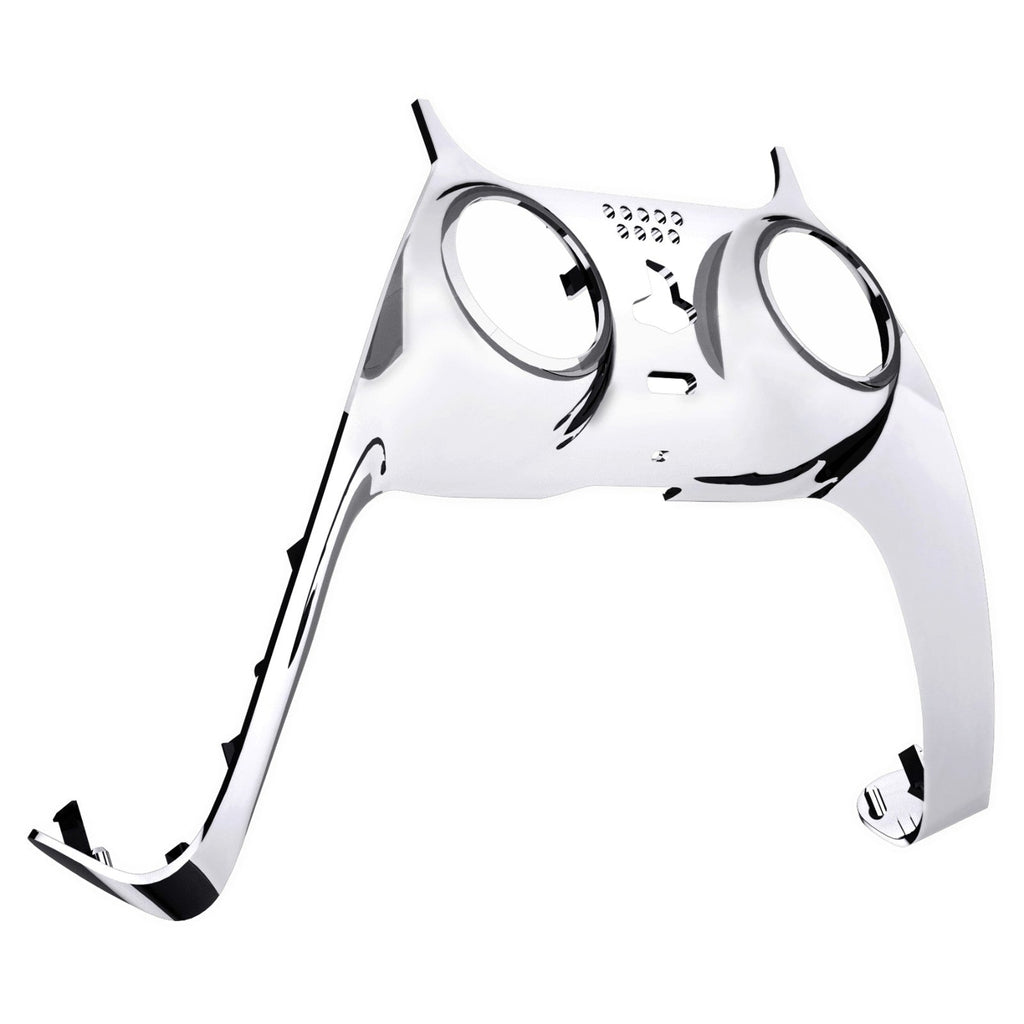 eXtremeRate Replacement Decorative Trim Shell with Accent Rings Compatible with PS5 Controller BDM-010/020/030/040/050 - Chrome Silver Glossy eXtremeRate