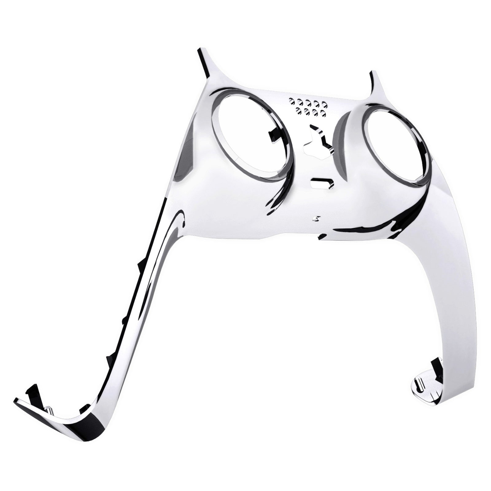 eXtremeRate Replacement Decorative Trim Shell with Accent Rings Compatible with PS5 Controller BDM-010/020/030/040/050 - Chrome Silver Glossy eXtremeRate