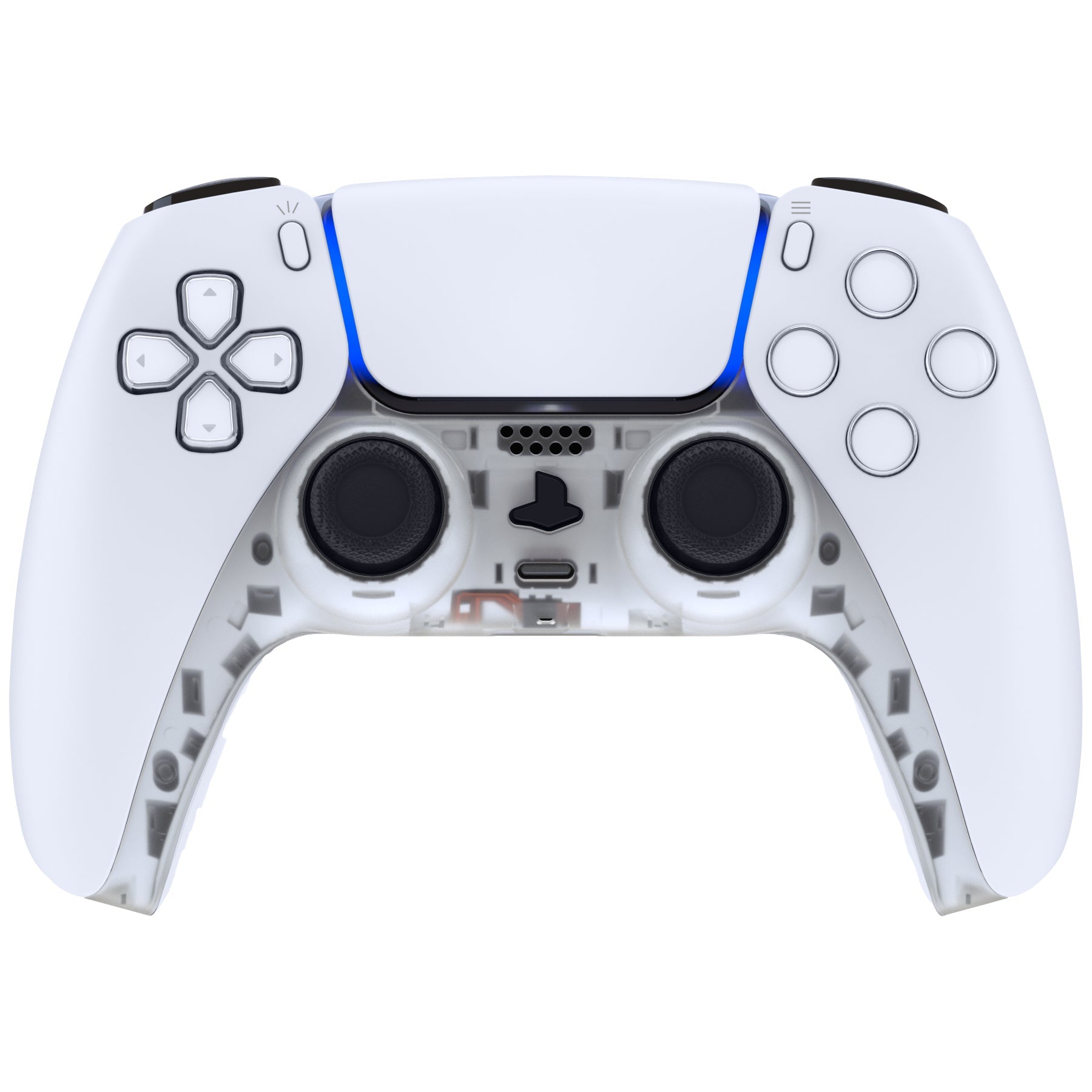 eXtremeRate Replacement Decorative Trim Shell with Accent Rings Compatible with PS5 Controller BDM-010/020/030/040/050 - Clear eXtremeRate