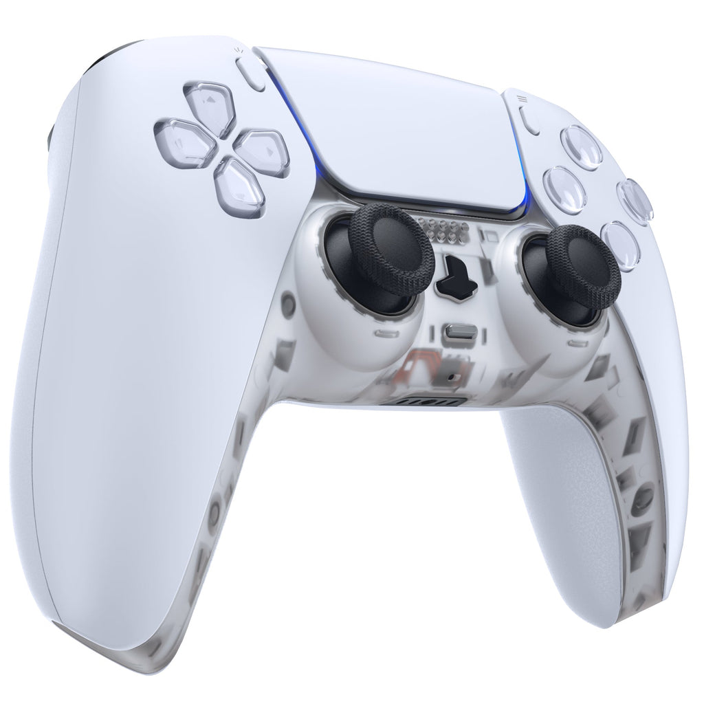 eXtremeRate Replacement Decorative Trim Shell with Accent Rings Compatible with PS5 Controller BDM-010/020/030/040/050 - Clear eXtremeRate