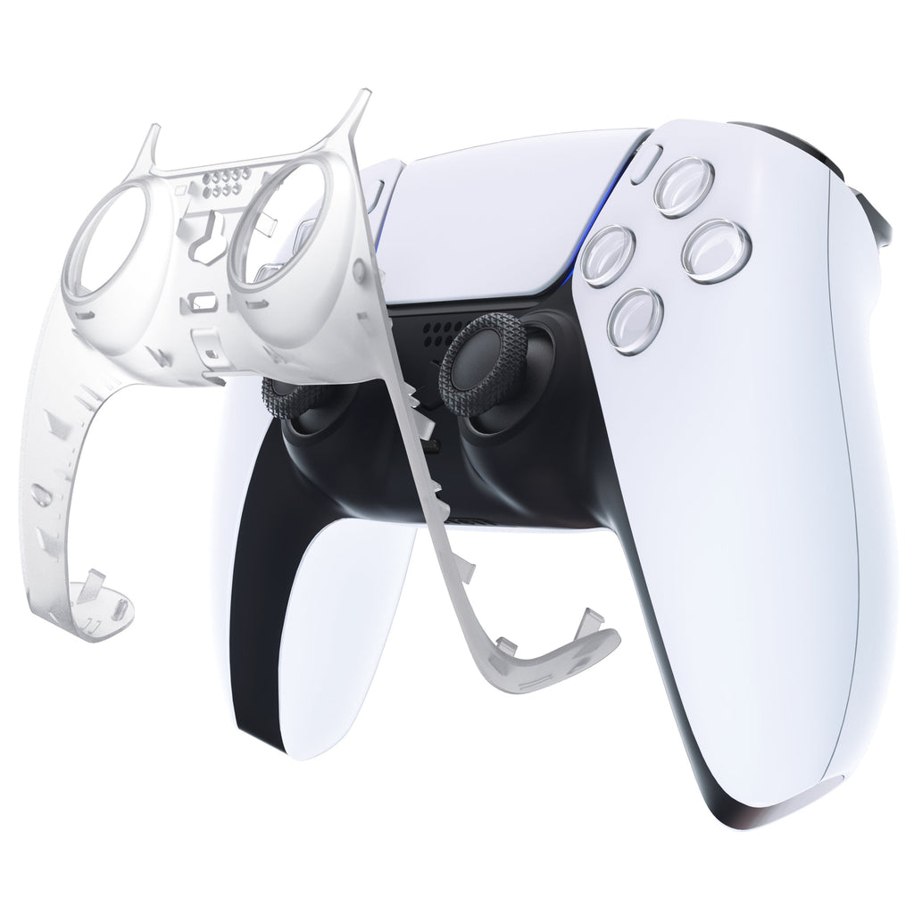 eXtremeRate Replacement Decorative Trim Shell with Accent Rings Compatible with PS5 Controller BDM-010/020/030/040/050 - Clear eXtremeRate