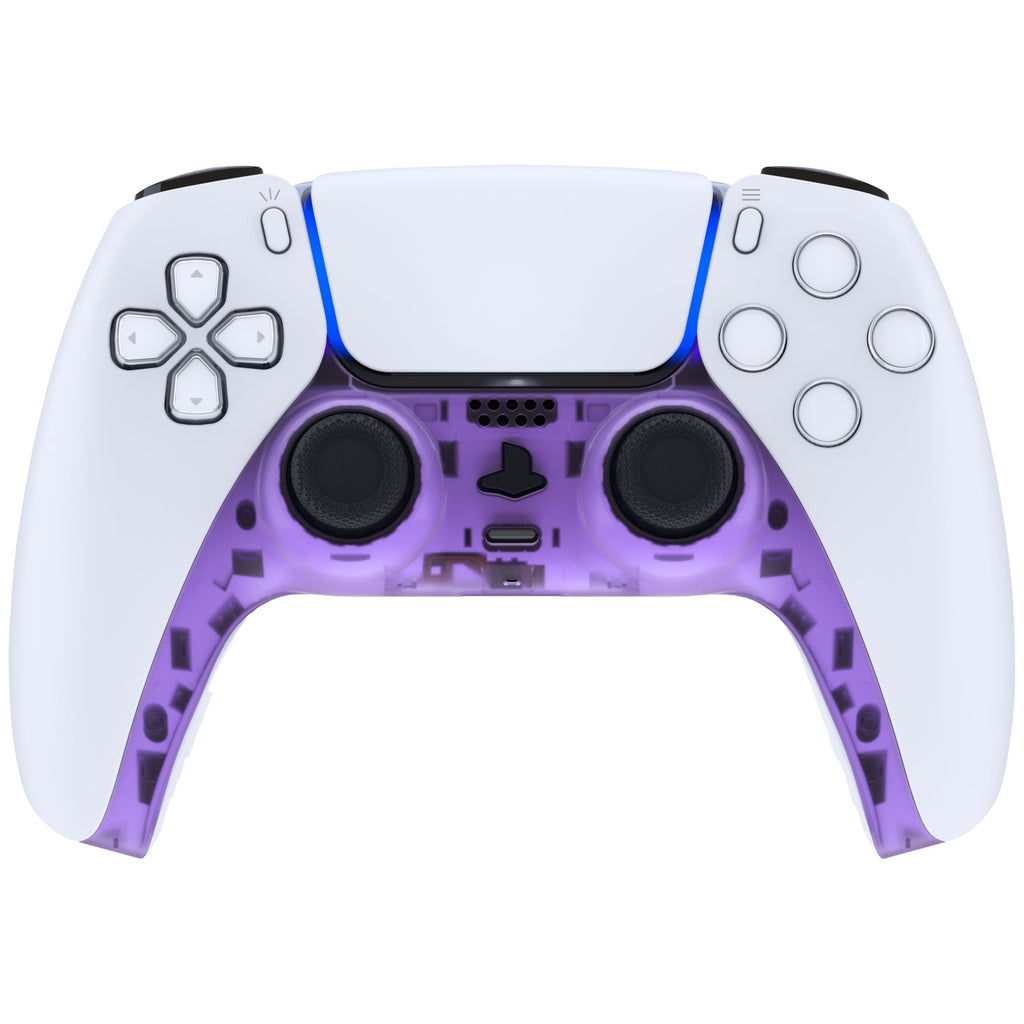 eXtremeRate Replacement Decorative Trim Shell with Accent Rings Compatible with PS5 Controller BDM-010/020/030/040/050 - Clear Atomic Purple eXtremeRate