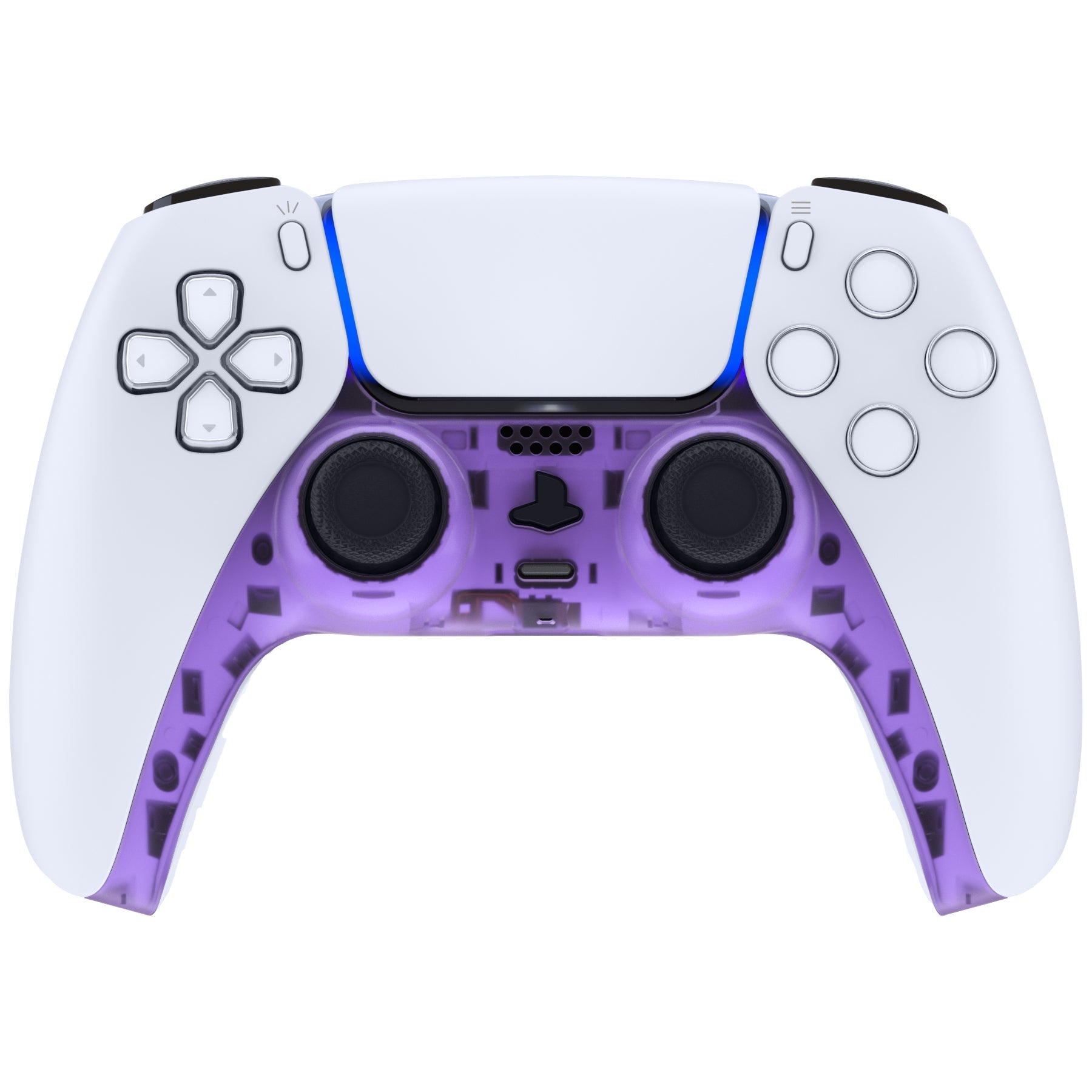 eXtremeRate Replacement Decorative Trim Shell with Accent Rings Compatible with PS5 Controller BDM-010/020/030/040/050 - Clear Atomic Purple eXtremeRate