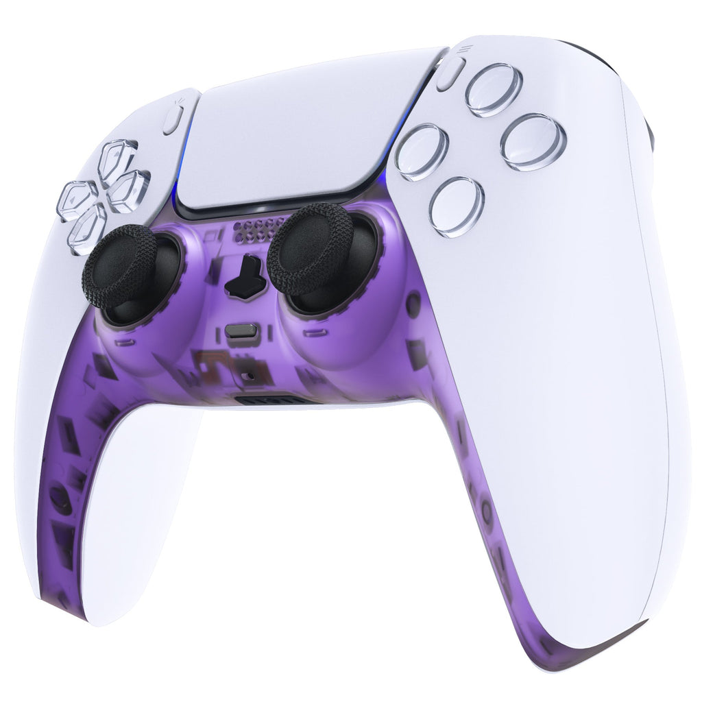 eXtremeRate Replacement Decorative Trim Shell with Accent Rings Compatible with PS5 Controller BDM-010/020/030/040/050 - Clear Atomic Purple eXtremeRate