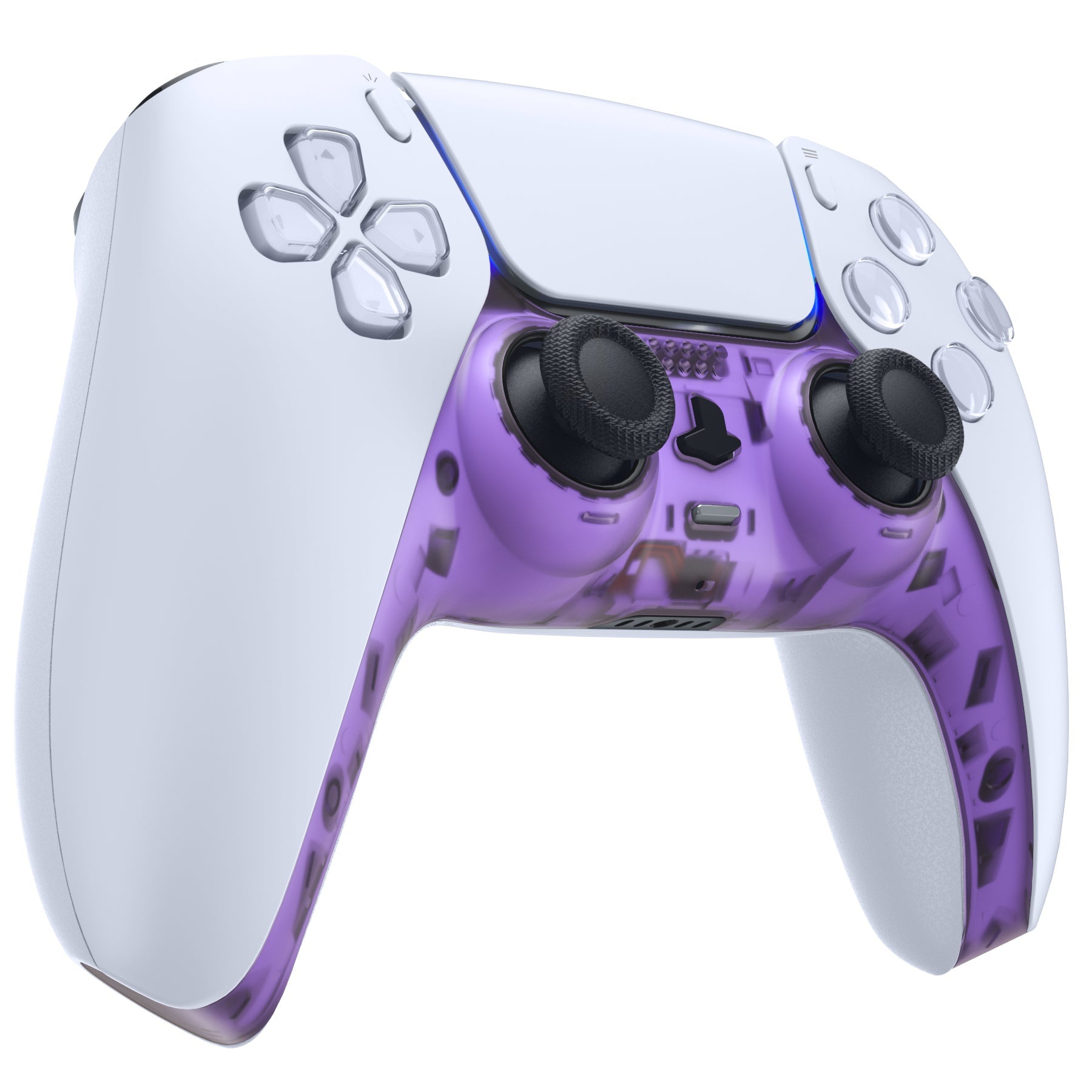 eXtremeRate Replacement Decorative Trim Shell with Accent Rings Compatible with PS5 Controller BDM-010/020/030/040/050 - Clear Atomic Purple eXtremeRate