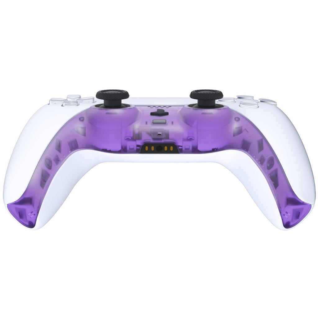 eXtremeRate Replacement Decorative Trim Shell with Accent Rings Compatible with PS5 Controller BDM-010/020/030/040/050 - Clear Atomic Purple eXtremeRate