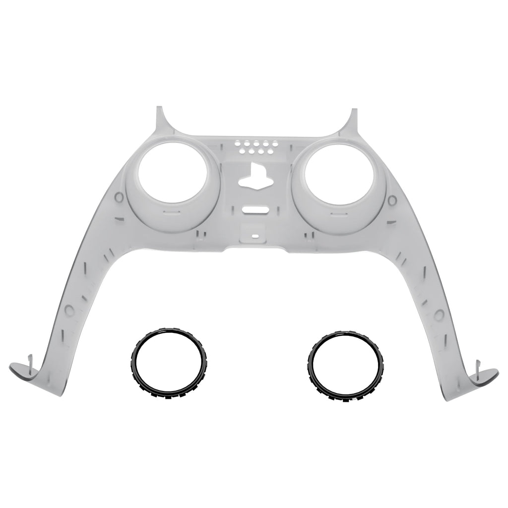 eXtremeRate Replacement Decorative Trim Shell with Accent Rings Compatible with PS5 Controller BDM-010/020/030/040/050 - Clear Black eXtremeRate