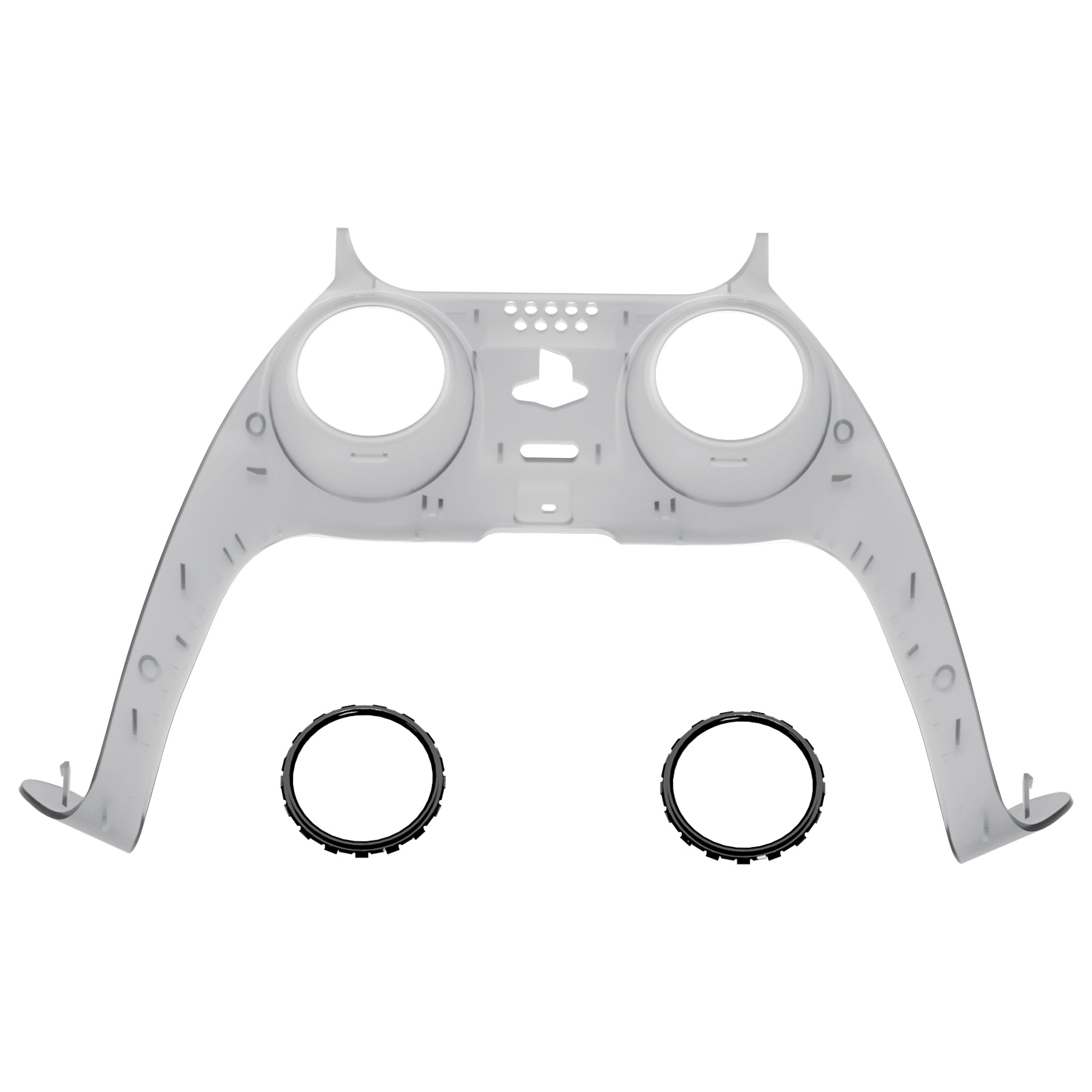 eXtremeRate Replacement Decorative Trim Shell with Accent Rings Compatible with PS5 Controller BDM-010/020/030/040/050 - Clear Black eXtremeRate