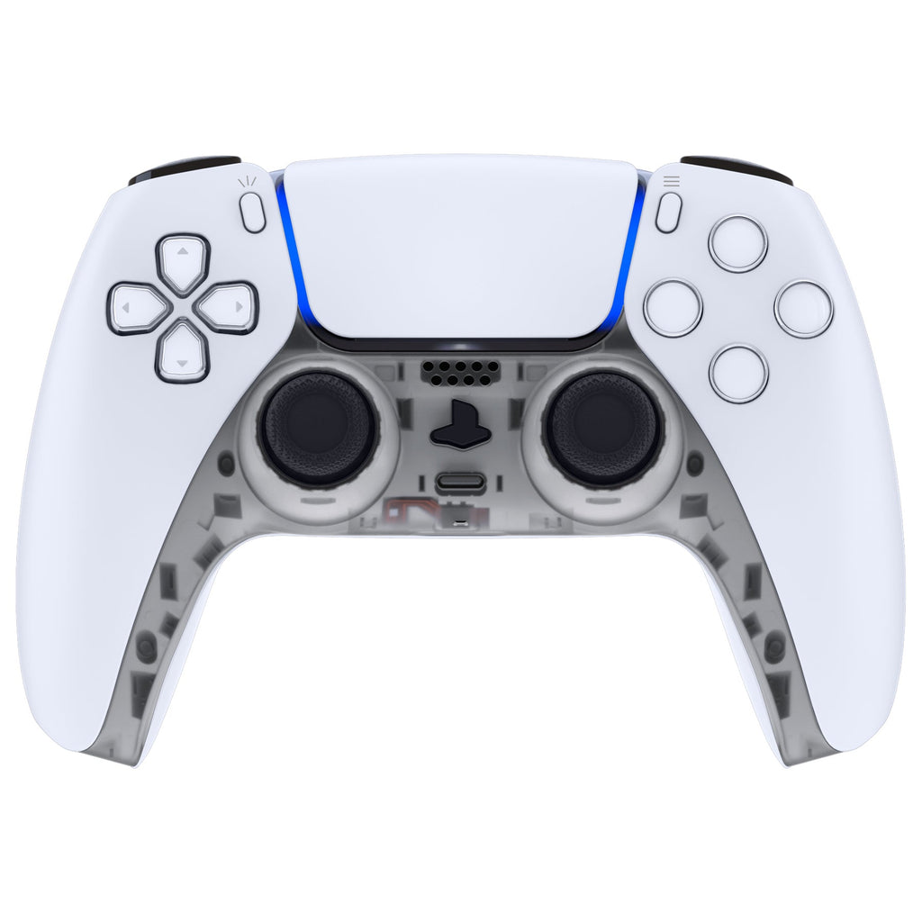 eXtremeRate Replacement Decorative Trim Shell with Accent Rings Compatible with PS5 Controller BDM-010/020/030/040/050 - Clear Black eXtremeRate
