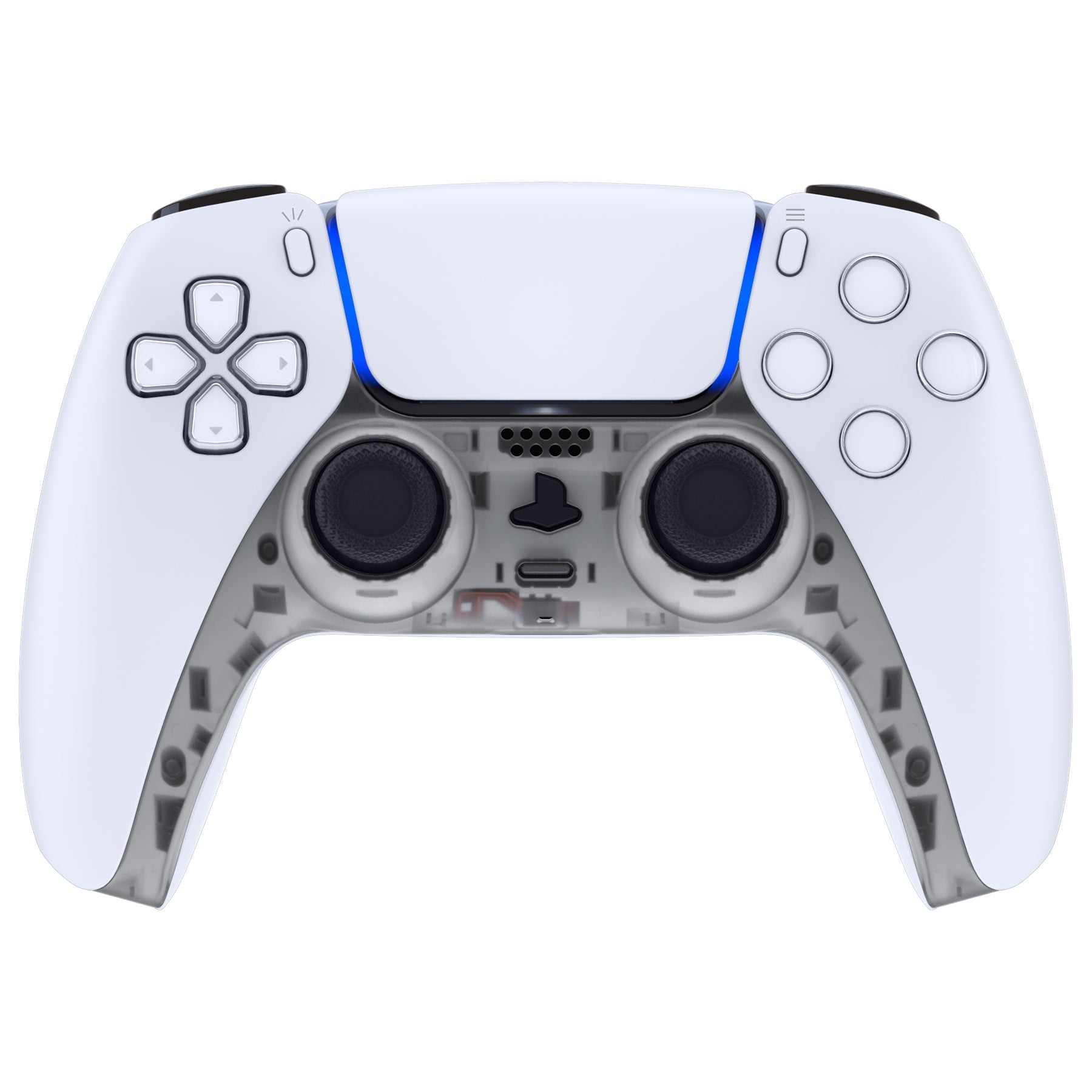 eXtremeRate Replacement Decorative Trim Shell with Accent Rings Compatible with PS5 Controller BDM-010/020/030/040/050 - Clear Black eXtremeRate