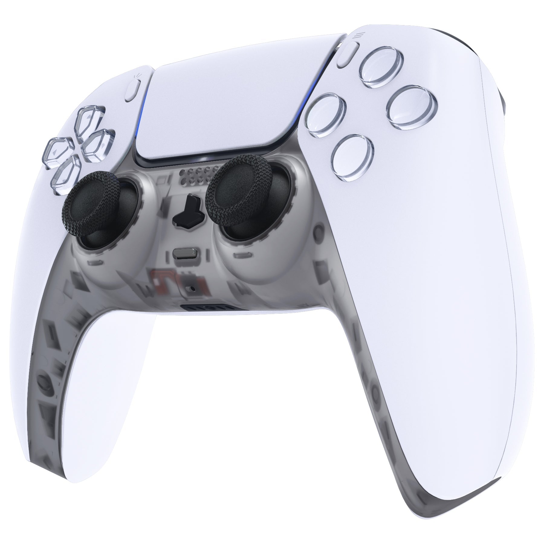 eXtremeRate Replacement Decorative Trim Shell with Accent Rings Compatible with PS5 Controller BDM-010/020/030/040/050 - Clear Black eXtremeRate