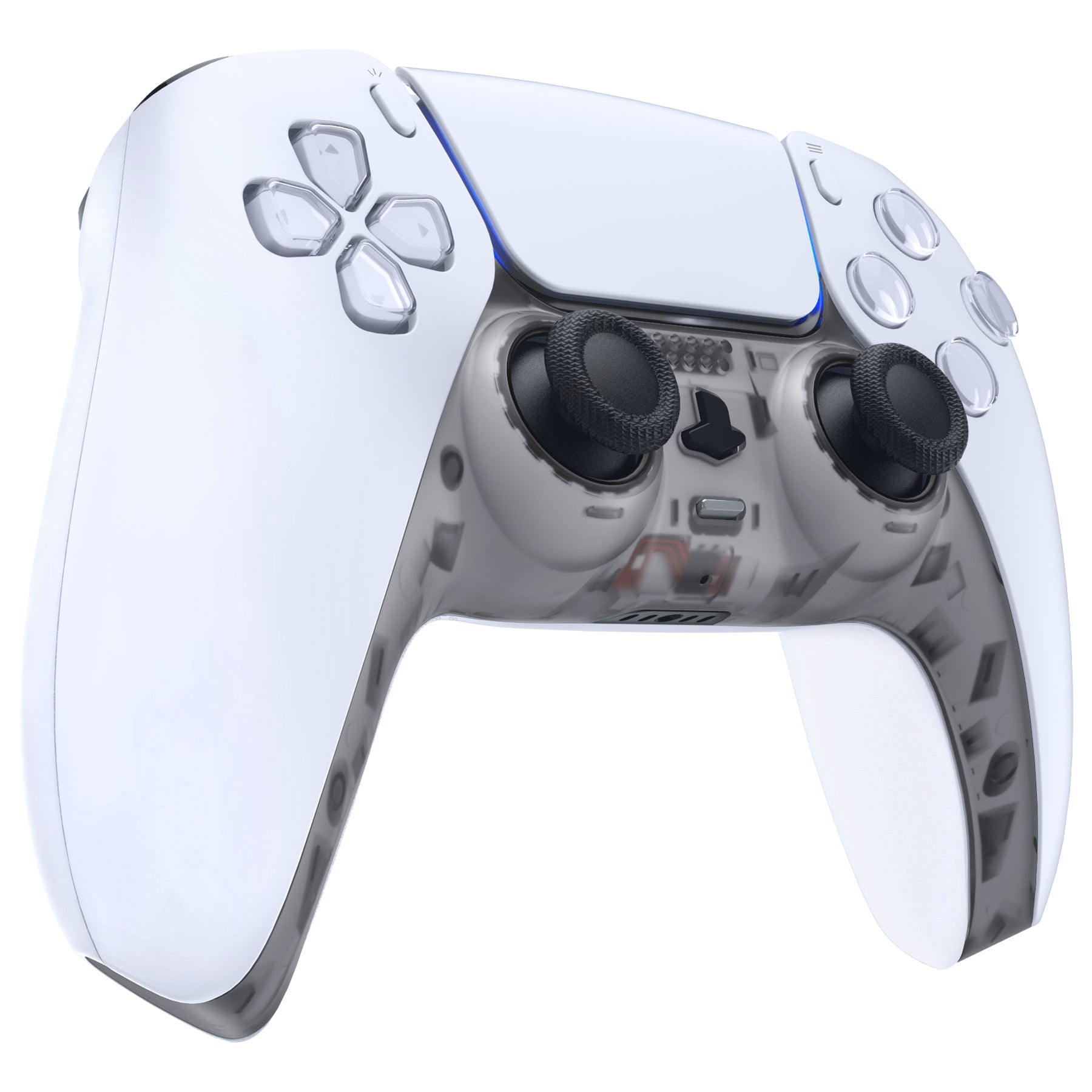 eXtremeRate Replacement Decorative Trim Shell with Accent Rings Compatible with PS5 Controller BDM-010/020/030/040/050 - Clear Black eXtremeRate