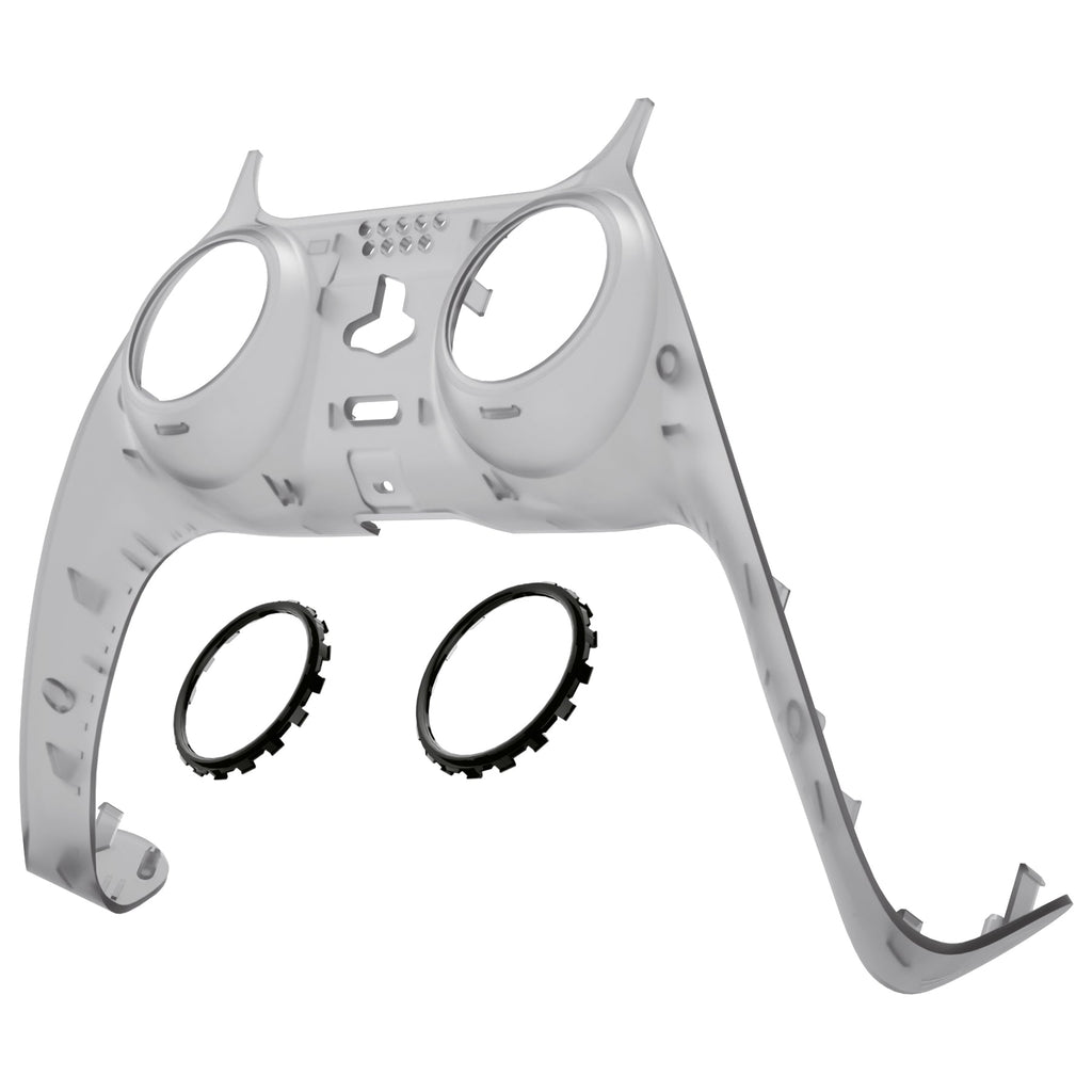 eXtremeRate Replacement Decorative Trim Shell with Accent Rings Compatible with PS5 Controller BDM-010/020/030/040/050 - Clear Black eXtremeRate