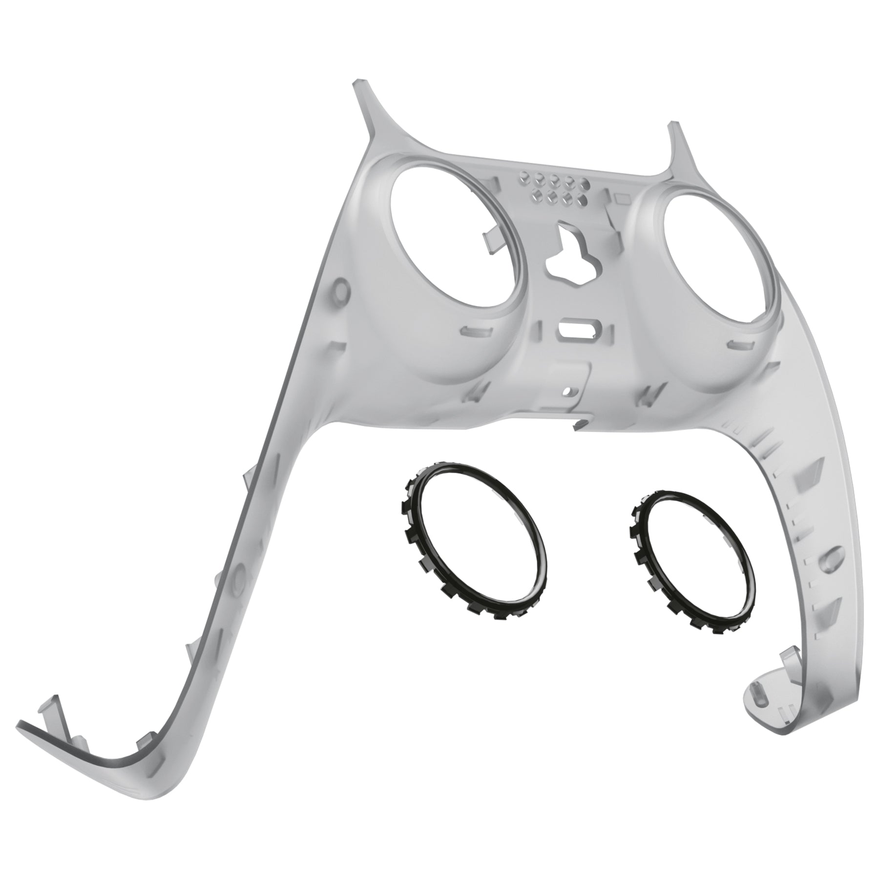 eXtremeRate Replacement Decorative Trim Shell with Accent Rings Compatible with PS5 Controller BDM-010/020/030/040/050 - Clear Black eXtremeRate