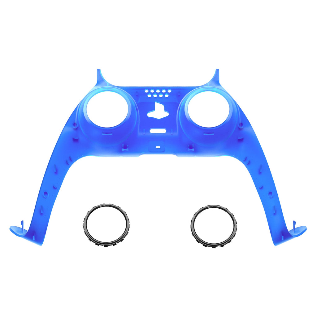 eXtremeRate Replacement Decorative Trim Shell with Accent Rings Compatible with PS5 Controller BDM-010/020/030/040/050 - Clear Blue eXtremeRate