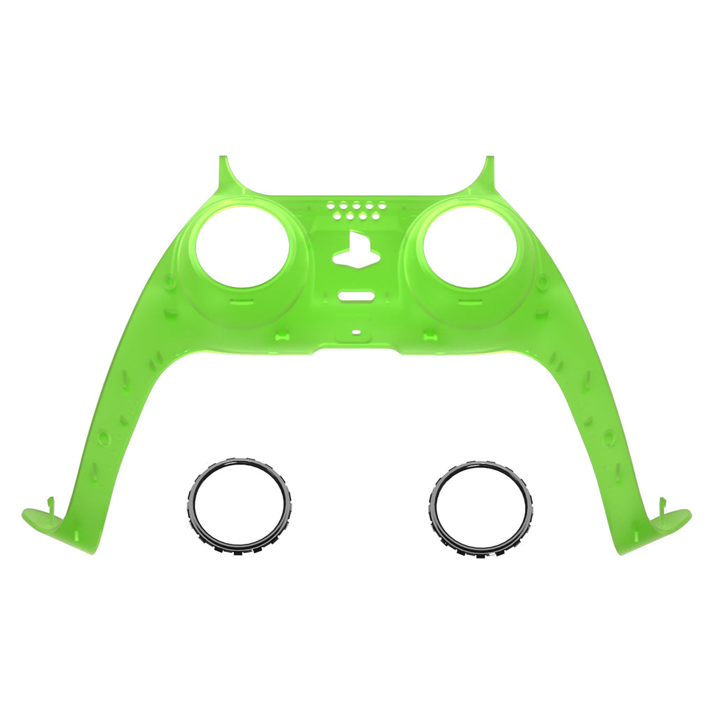 eXtremeRate Replacement Decorative Trim Shell with Accent Rings Compatible with PS5 Controller BDM-010/020/030/040/050 - Clear Green eXtremeRate