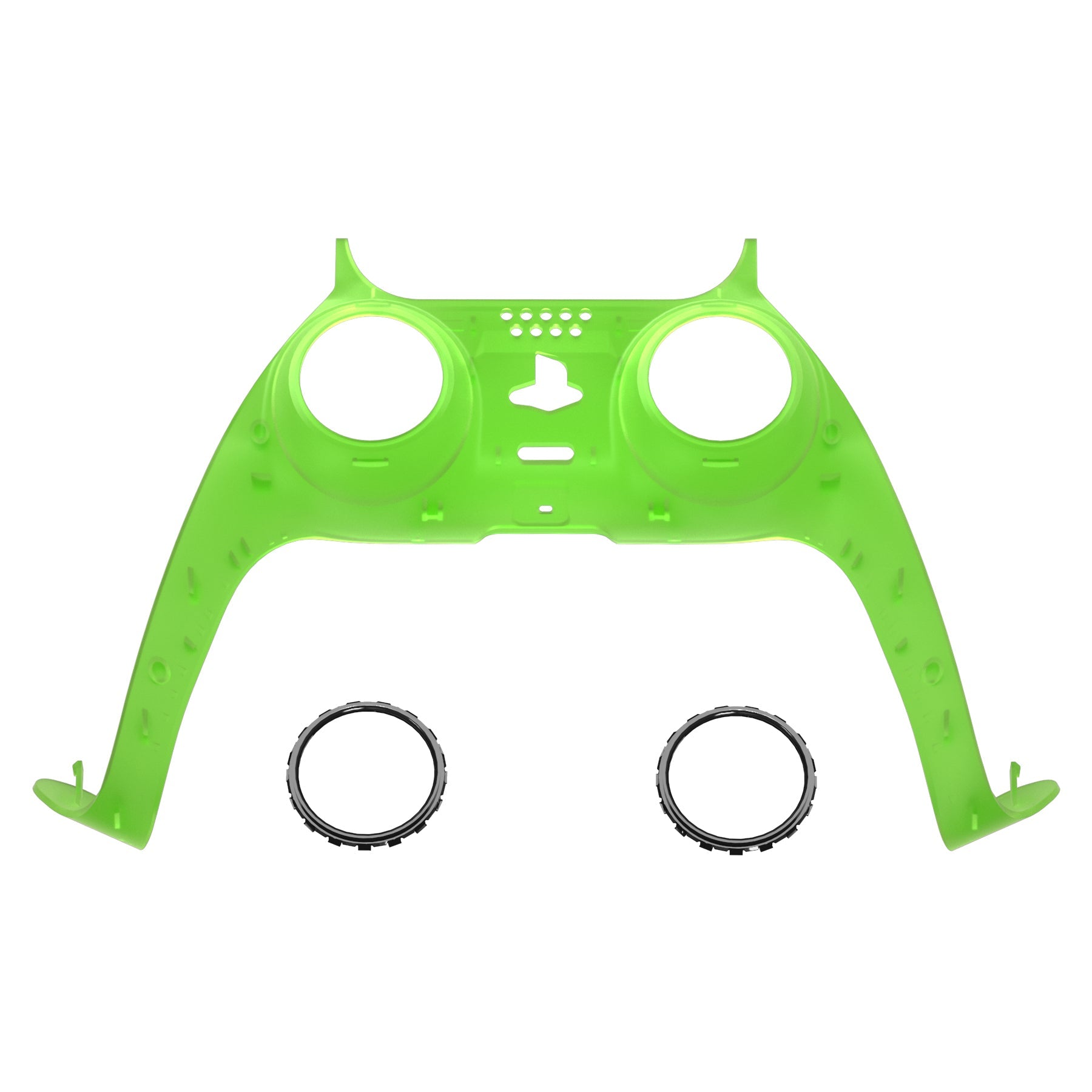 eXtremeRate Replacement Decorative Trim Shell with Accent Rings Compatible with PS5 Controller BDM-010/020/030/040/050 - Clear Green eXtremeRate