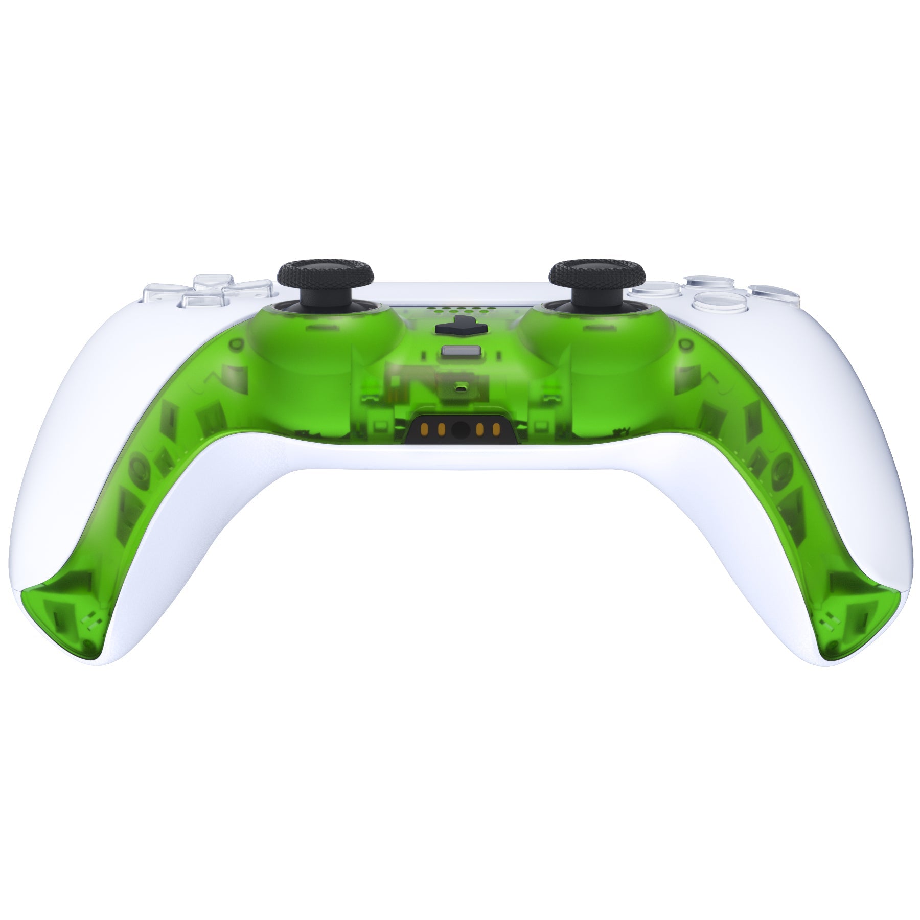 eXtremeRate Replacement Decorative Trim Shell with Accent Rings Compatible with PS5 Controller BDM-010/020/030/040/050 - Clear Green eXtremeRate