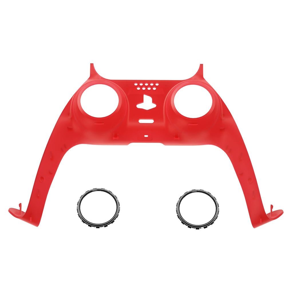 eXtremeRate Replacement Decorative Trim Shell with Accent Rings Compatible with PS5 Controller BDM-010/020/030/040/050 - Clear Red eXtremeRate