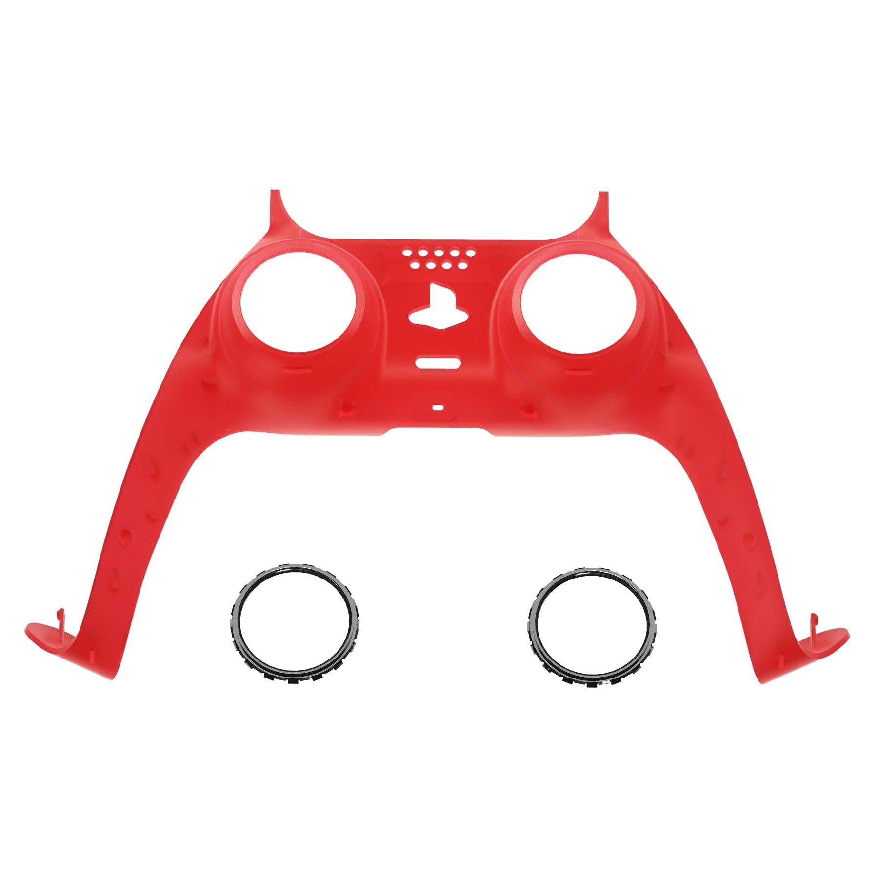 eXtremeRate Replacement Decorative Trim Shell with Accent Rings Compatible with PS5 Controller BDM-010/020/030/040/050 - Clear Red eXtremeRate