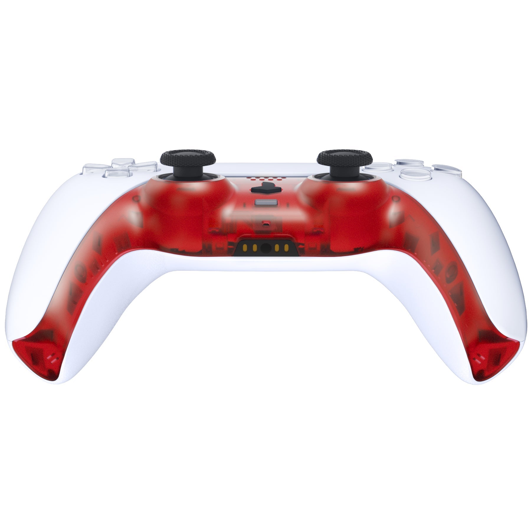 eXtremeRate Replacement Decorative Trim Shell with Accent Rings Compatible with PS5 Controller BDM-010/020/030/040/050 - Clear Red eXtremeRate