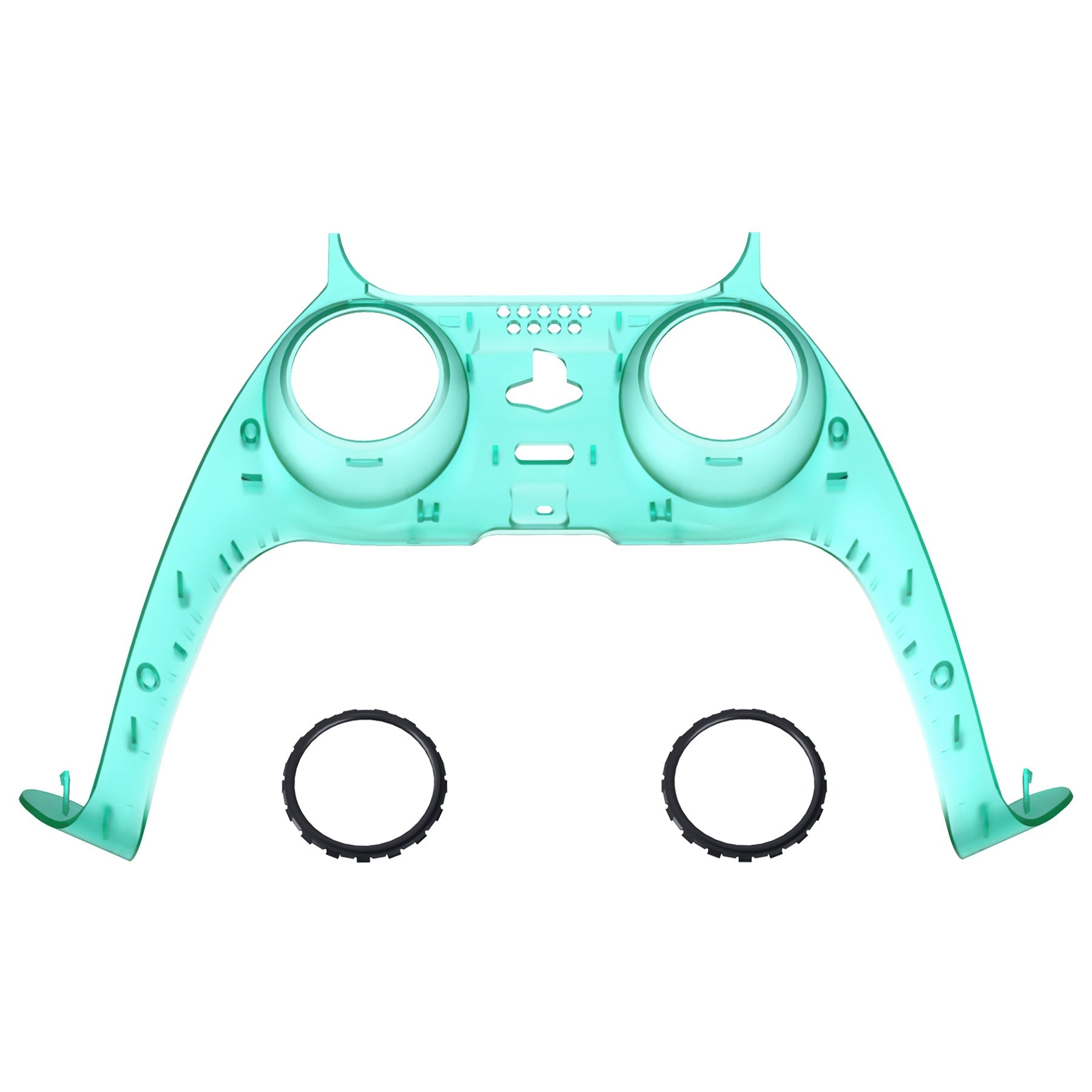 eXtremeRate Replacement Decorative Trim Shell with Accent Rings Compatible with PS5 Controller BDM-010/020/030/040/050 - Emerald Green eXtremeRate