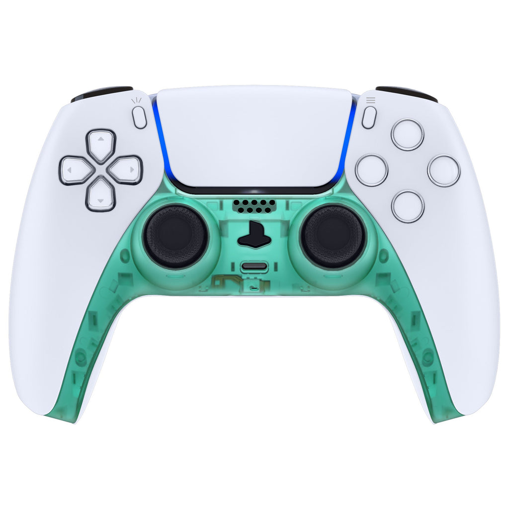 eXtremeRate Replacement Decorative Trim Shell with Accent Rings Compatible with PS5 Controller BDM-010/020/030/040/050 - Emerald Green eXtremeRate
