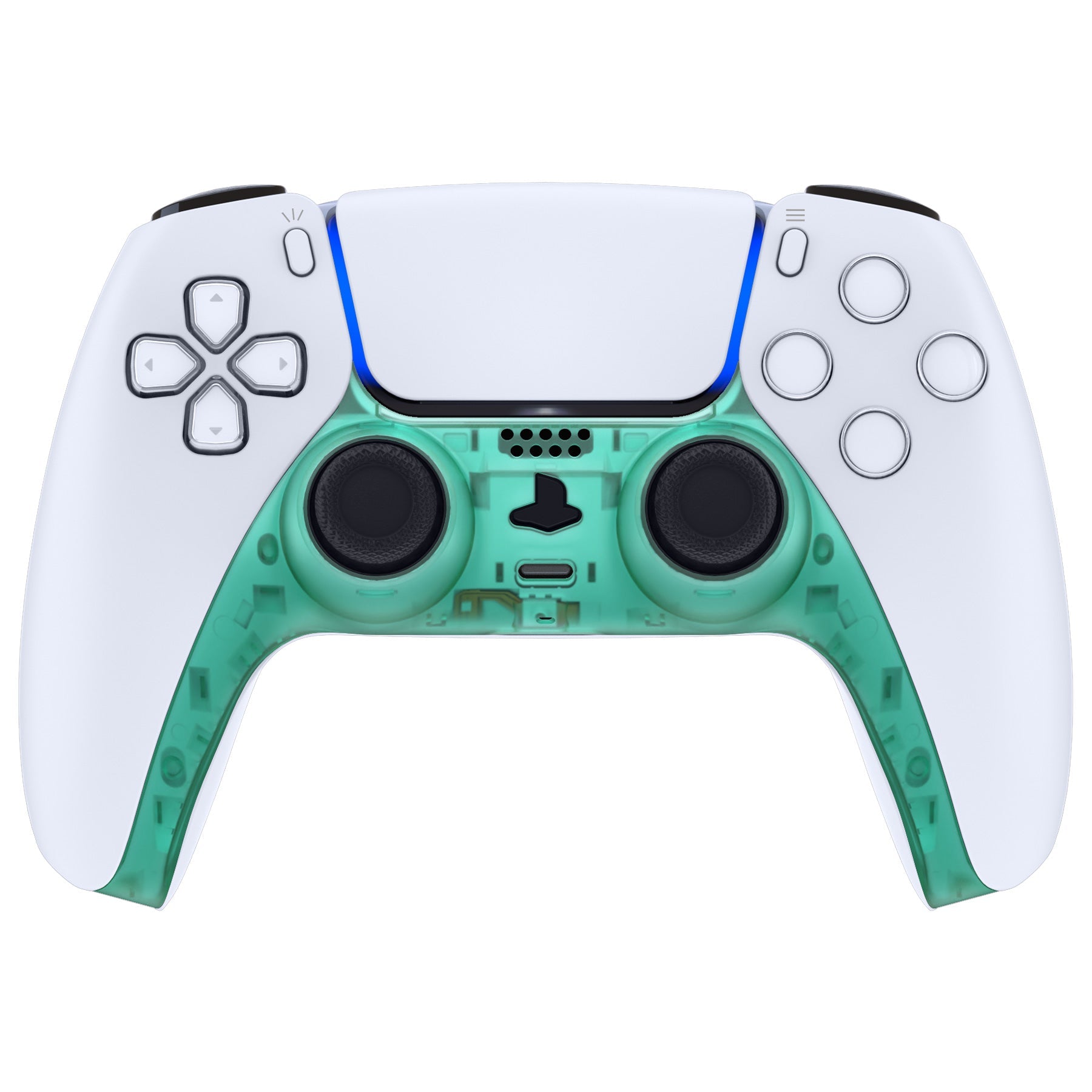 eXtremeRate Replacement Decorative Trim Shell with Accent Rings Compatible with PS5 Controller BDM-010/020/030/040/050 - Emerald Green eXtremeRate