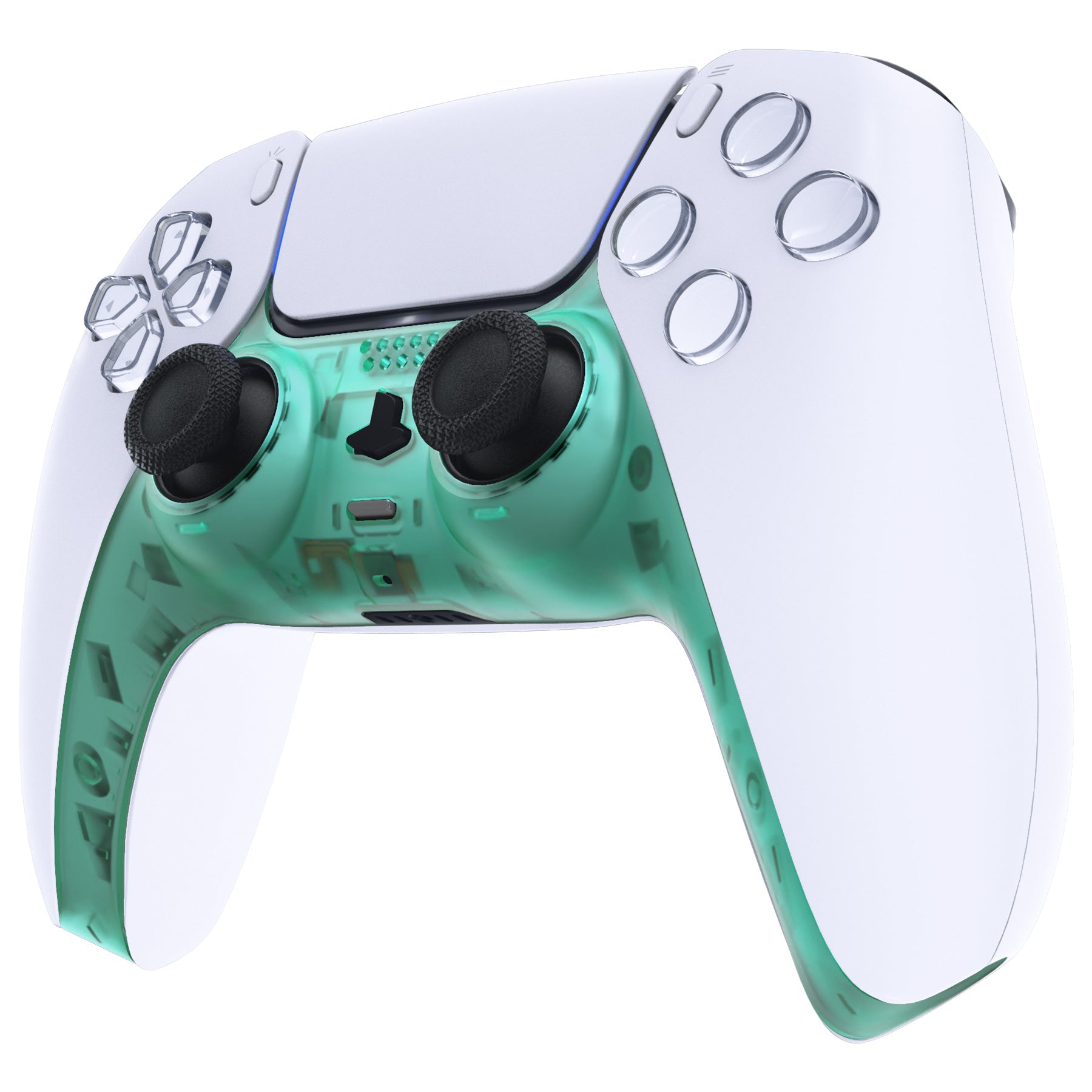 eXtremeRate Replacement Decorative Trim Shell with Accent Rings Compatible with PS5 Controller BDM-010/020/030/040/050 - Emerald Green eXtremeRate