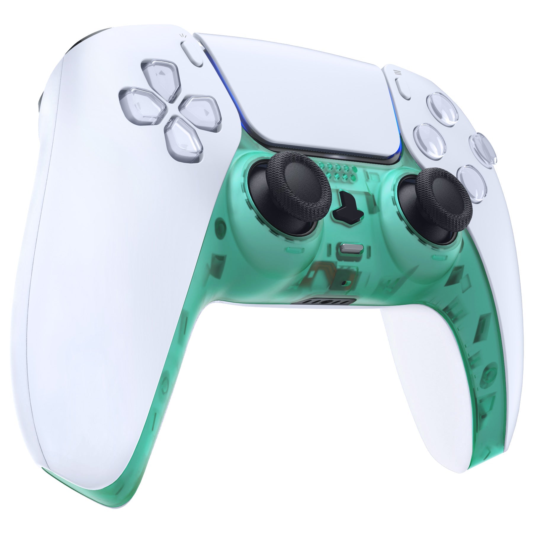 eXtremeRate Replacement Decorative Trim Shell with Accent Rings Compatible with PS5 Controller BDM-010/020/030/040/050 - Emerald Green eXtremeRate