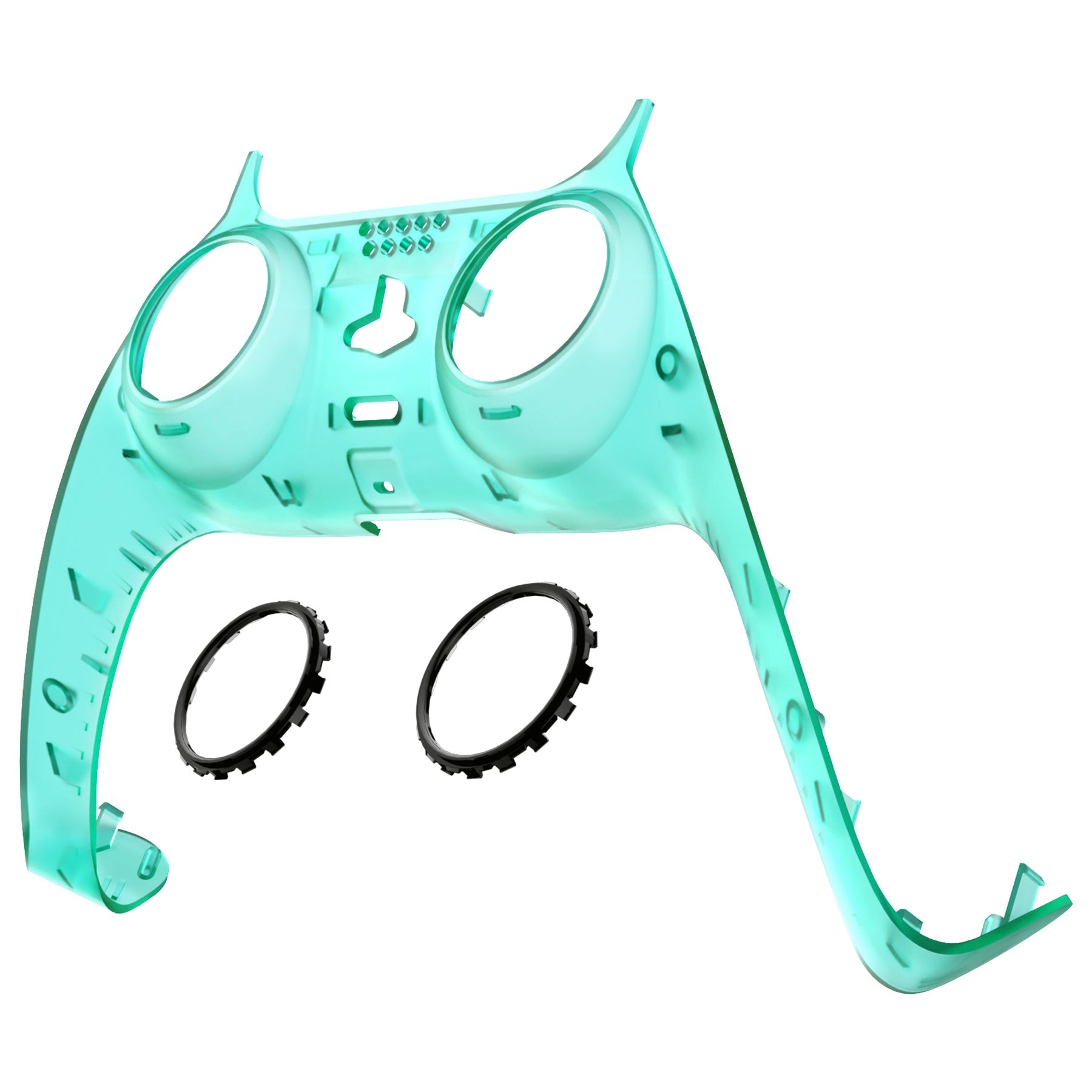 eXtremeRate Replacement Decorative Trim Shell with Accent Rings Compatible with PS5 Controller BDM-010/020/030/040/050 - Emerald Green eXtremeRate
