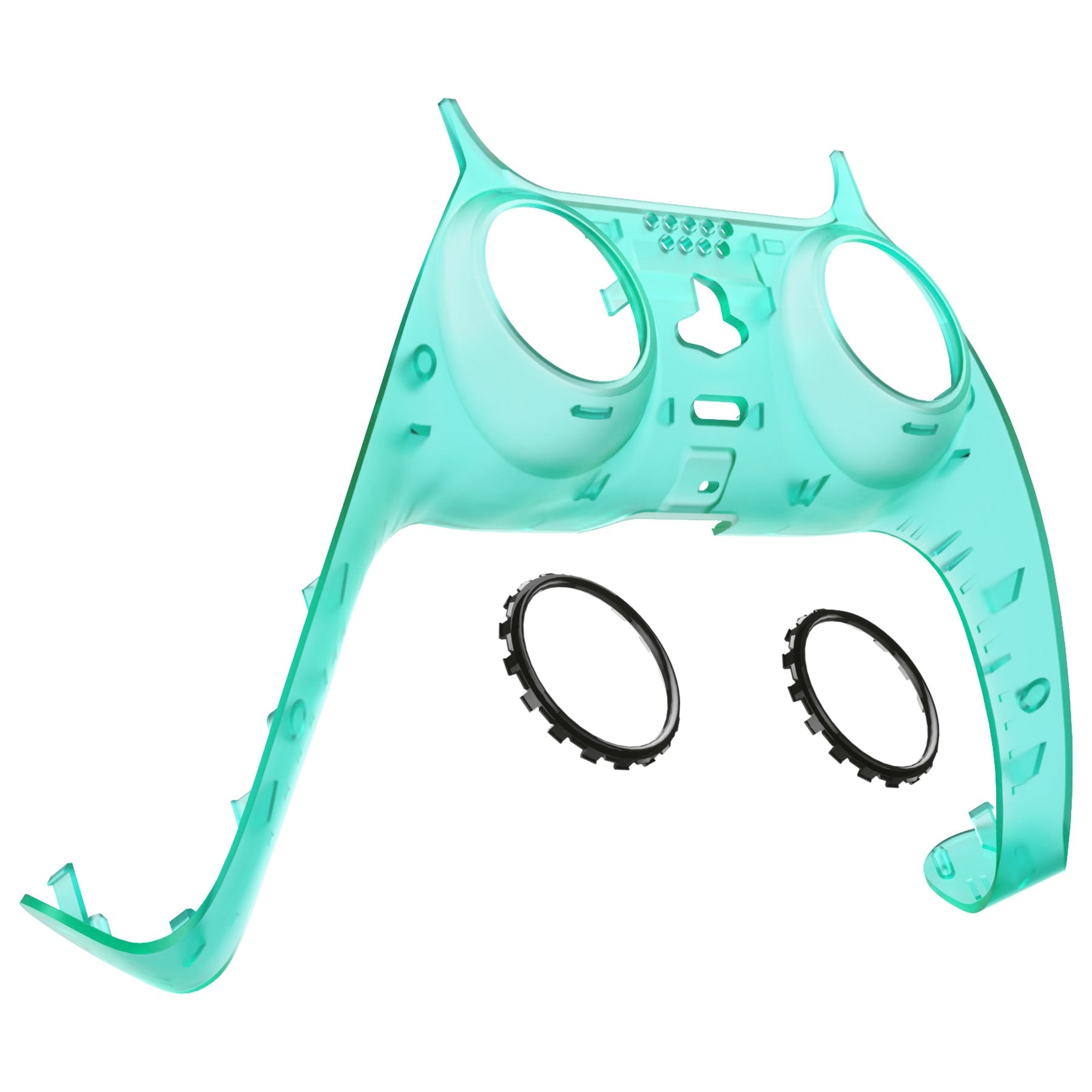 eXtremeRate Replacement Decorative Trim Shell with Accent Rings Compatible with PS5 Controller BDM-010/020/030/040/050 - Emerald Green eXtremeRate