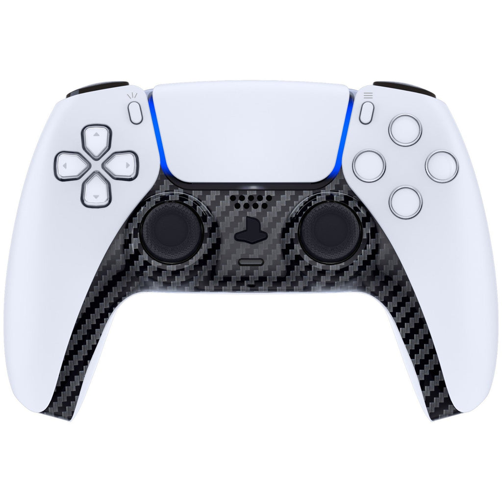 eXtremeRate Replacement Decorative Trim Shell with Accent Rings Compatible with PS5 Controller BDM-010/020/030/040/050 - Graphite Carbon Fiber eXtremeRate