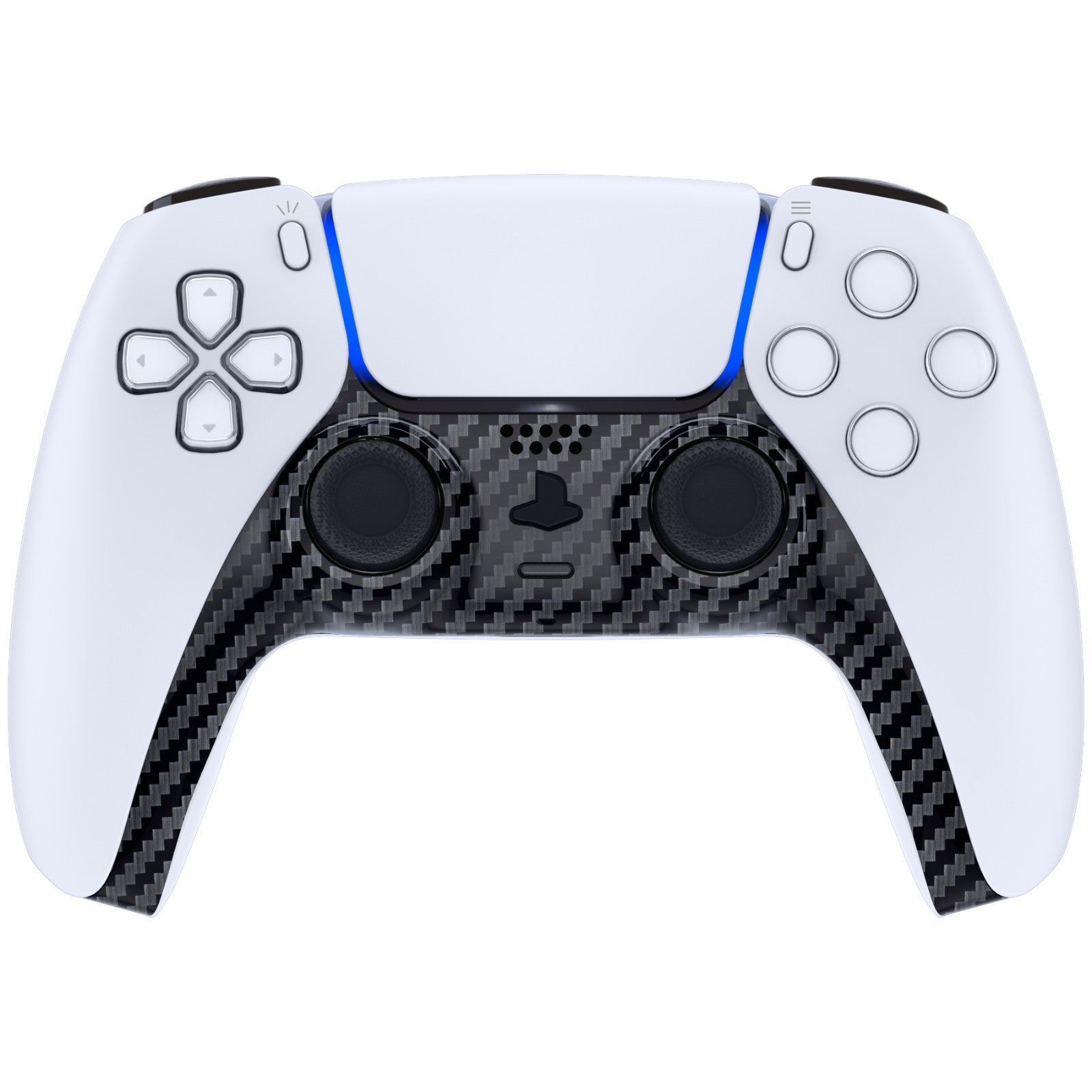 eXtremeRate Replacement Decorative Trim Shell with Accent Rings Compatible with PS5 Controller BDM-010/020/030/040/050 - Graphite Carbon Fiber eXtremeRate