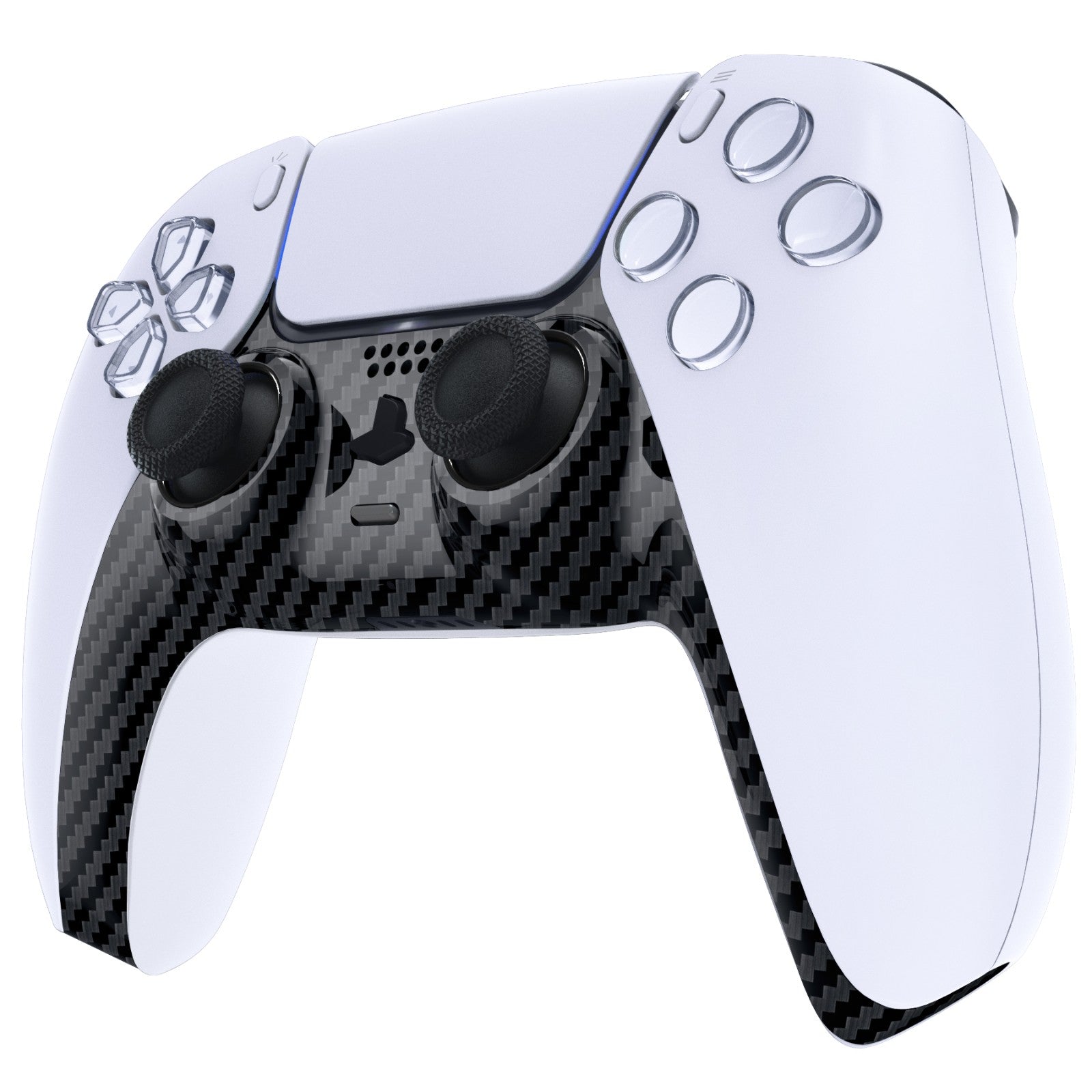 eXtremeRate Replacement Decorative Trim Shell with Accent Rings Compatible with PS5 Controller BDM-010/020/030/040/050 - Graphite Carbon Fiber eXtremeRate