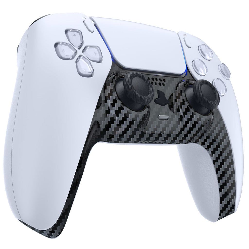 eXtremeRate Replacement Decorative Trim Shell with Accent Rings Compatible with PS5 Controller BDM-010/020/030/040/050 - Graphite Carbon Fiber eXtremeRate