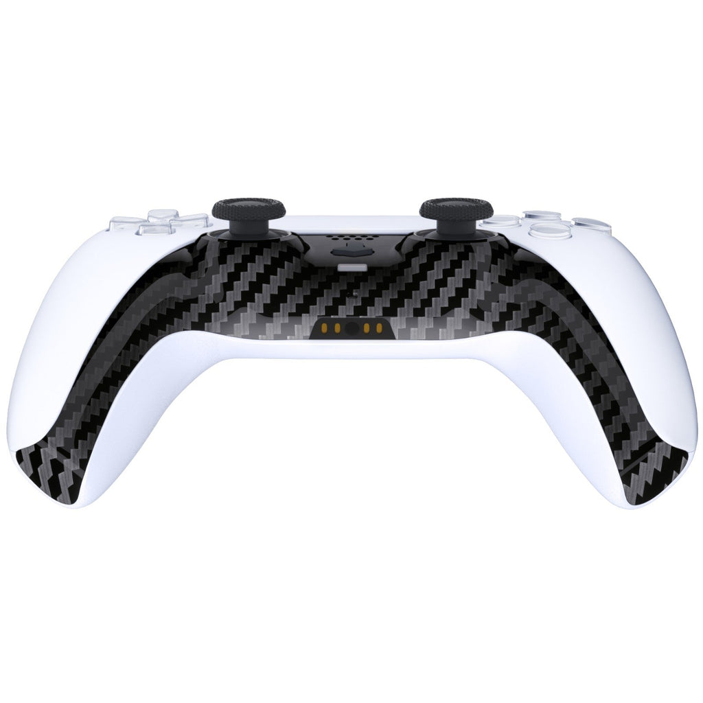 eXtremeRate Replacement Decorative Trim Shell with Accent Rings Compatible with PS5 Controller BDM-010/020/030/040/050 - Graphite Carbon Fiber eXtremeRate
