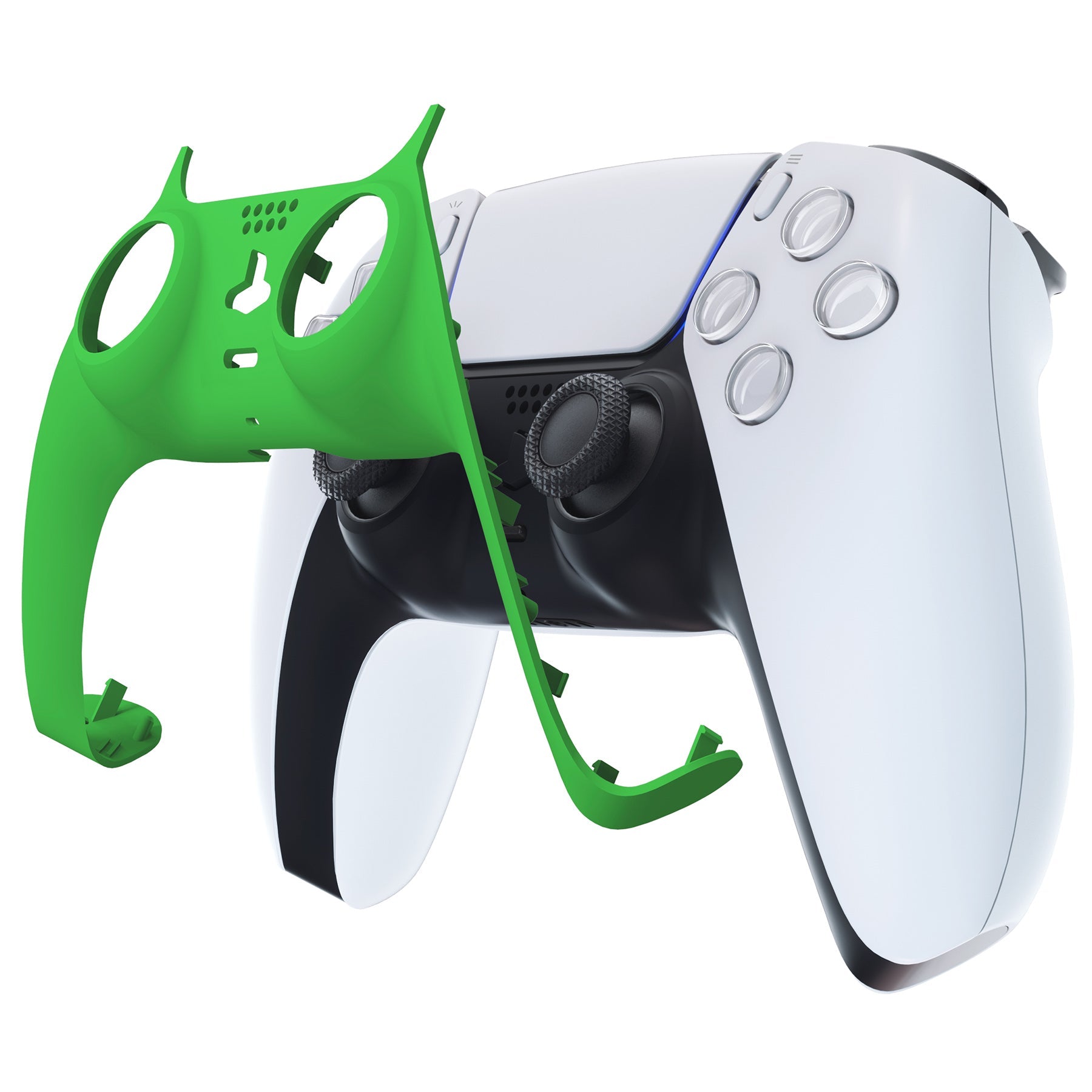 eXtremeRate Replacement Decorative Trim Shell with Accent Rings Compatible with PS5 Controller BDM-010/020/030/040/050 - Green eXtremeRate