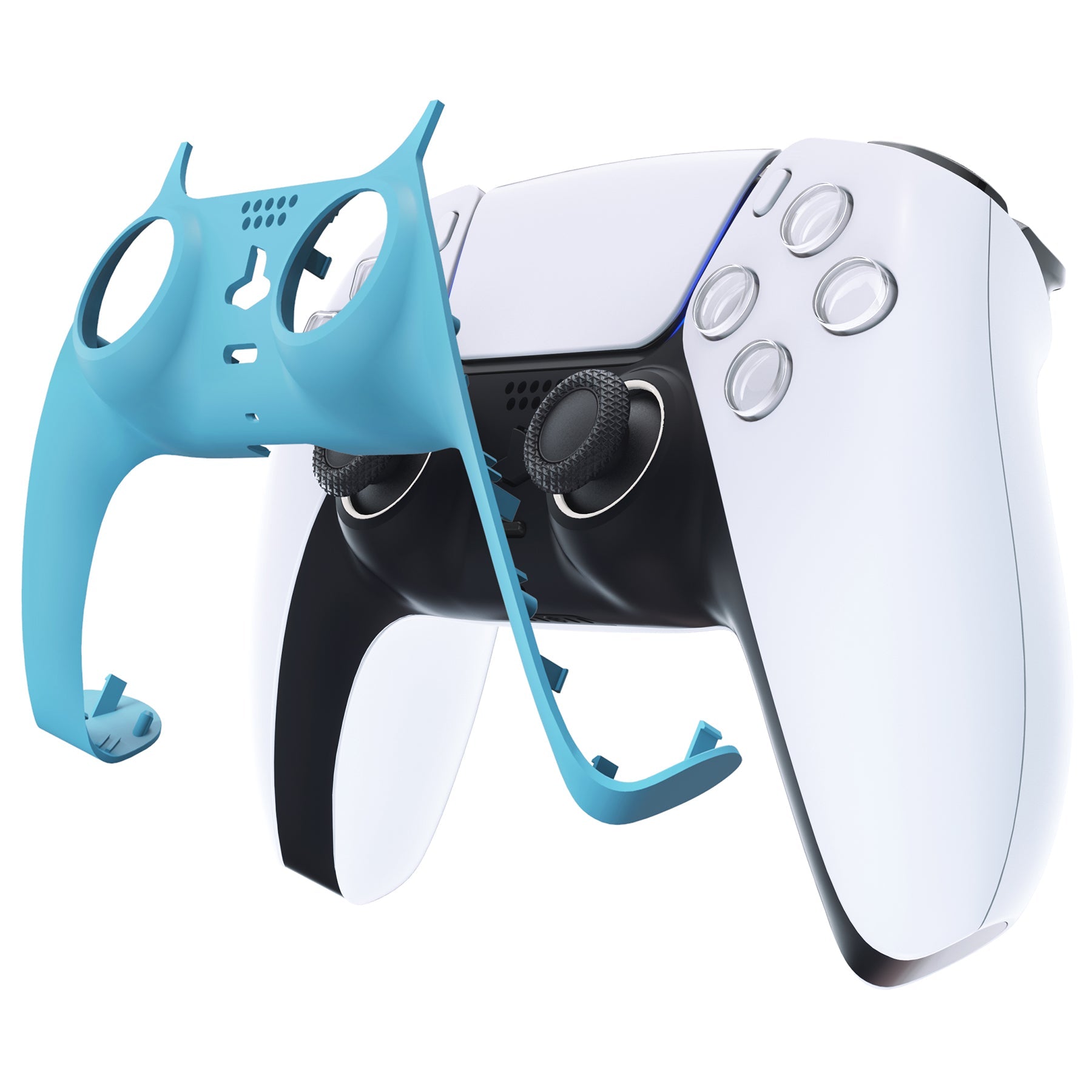 eXtremeRate Replacement Decorative Trim Shell with Accent Rings Compatible with PS5 Controller BDM-010/020/030/040/050 - Heaven Blue eXtremeRate