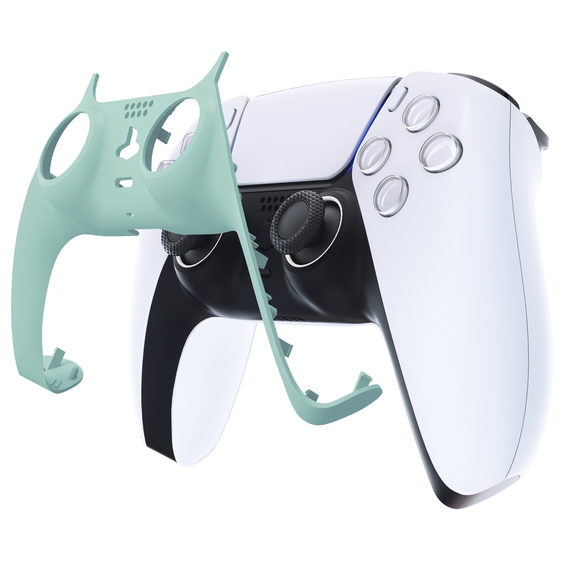 eXtremeRate Replacement Decorative Trim Shell with Accent Rings Compatible with PS5 Controller BDM-010/020/030/040/050 - Light Cyan eXtremeRate