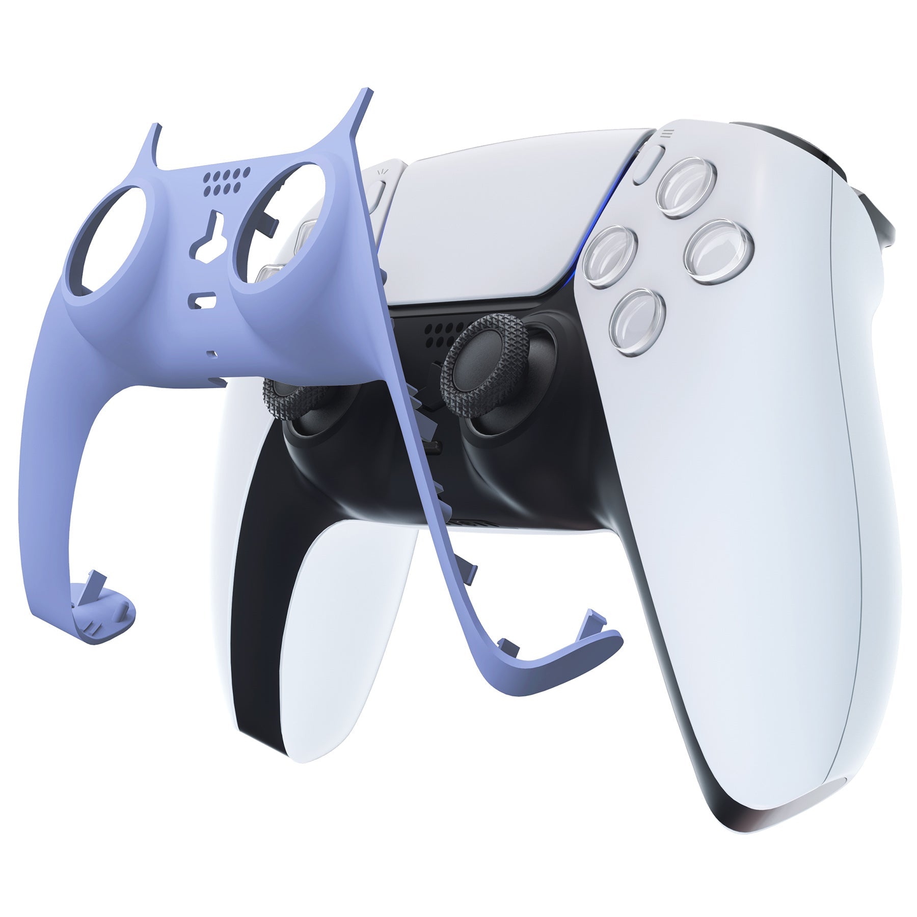 eXtremeRate Replacement Decorative Trim Shell with Accent Rings Compatible with PS5 Controller BDM-010/020/030/040/050 - Light Violet eXtremeRate
