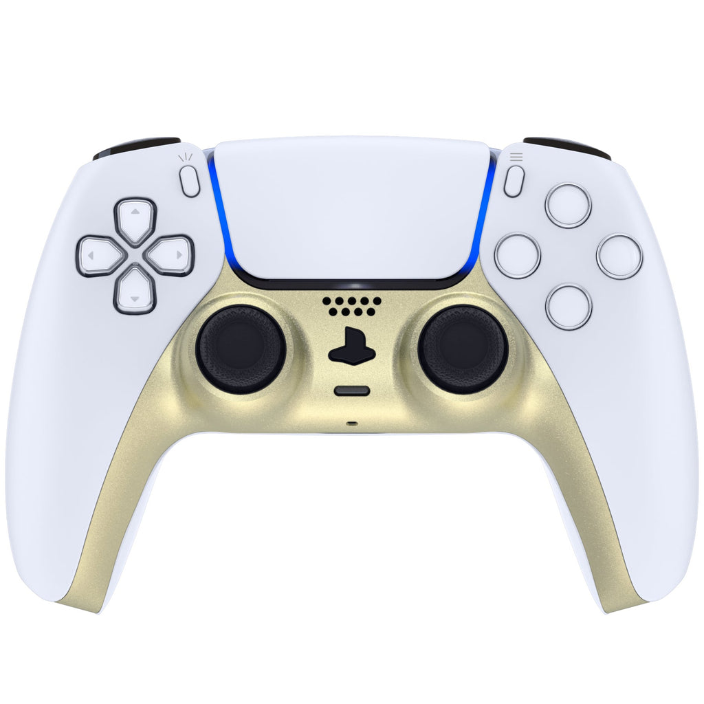 eXtremeRate Replacement Decorative Trim Shell with Accent Rings Compatible with PS5 Controller BDM-010/020/030/040/050 - Metallic Champagne Gold eXtremeRate