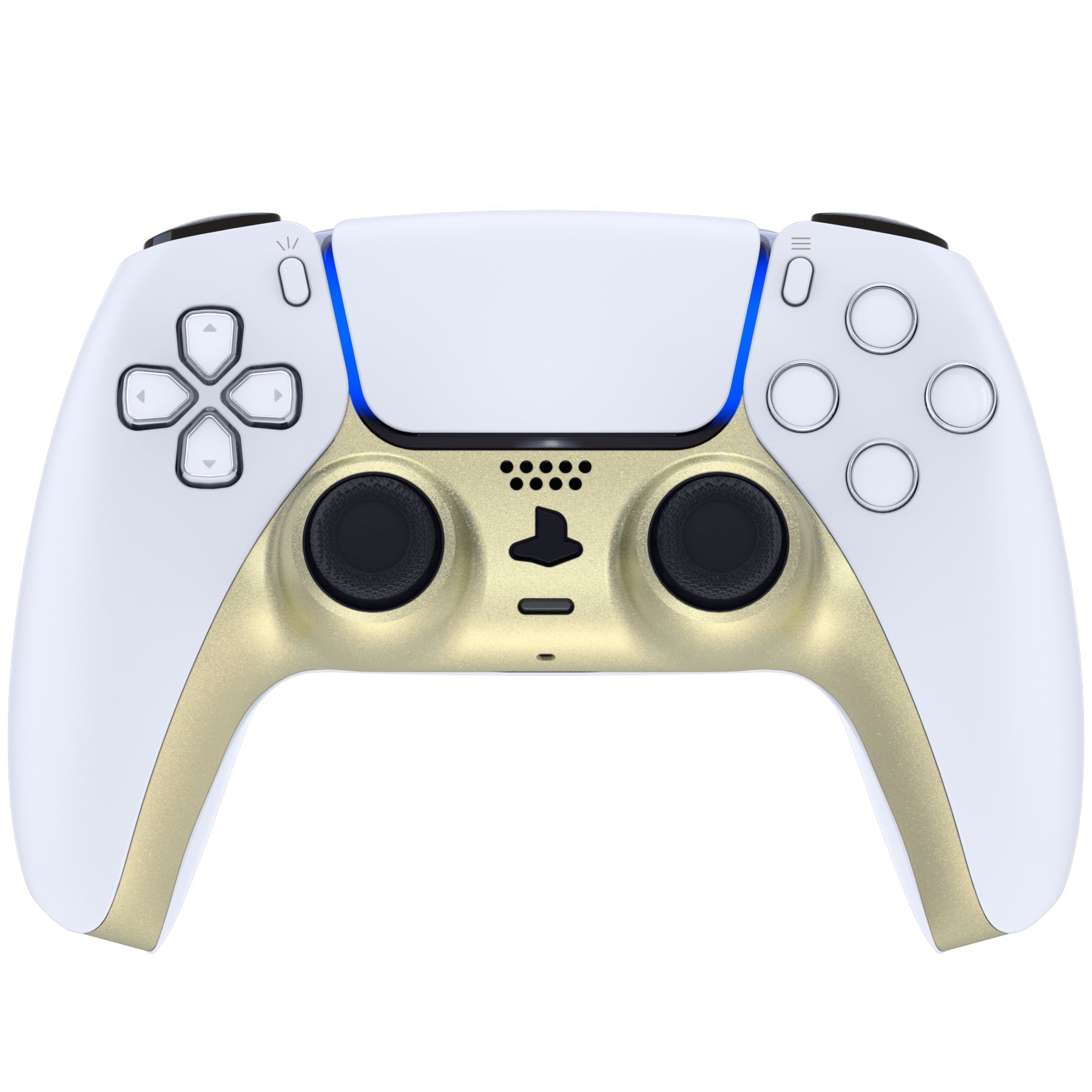 eXtremeRate Replacement Decorative Trim Shell with Accent Rings Compatible with PS5 Controller BDM-010/020/030/040/050 - Metallic Champagne Gold eXtremeRate